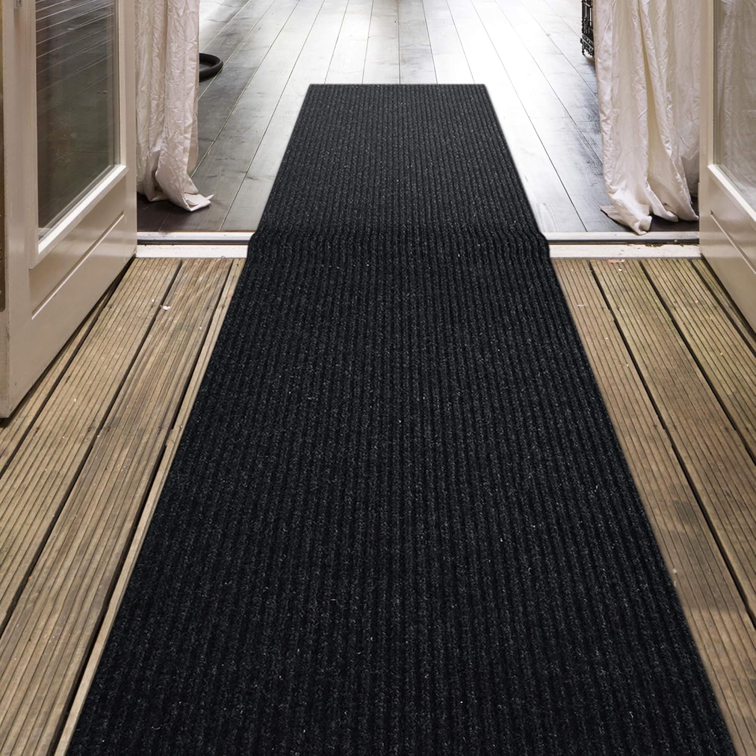 Alfombra de corredor iCustomRug para interioresexteriores, muchos tamaños disponibles, Carbón (dark charcoal)