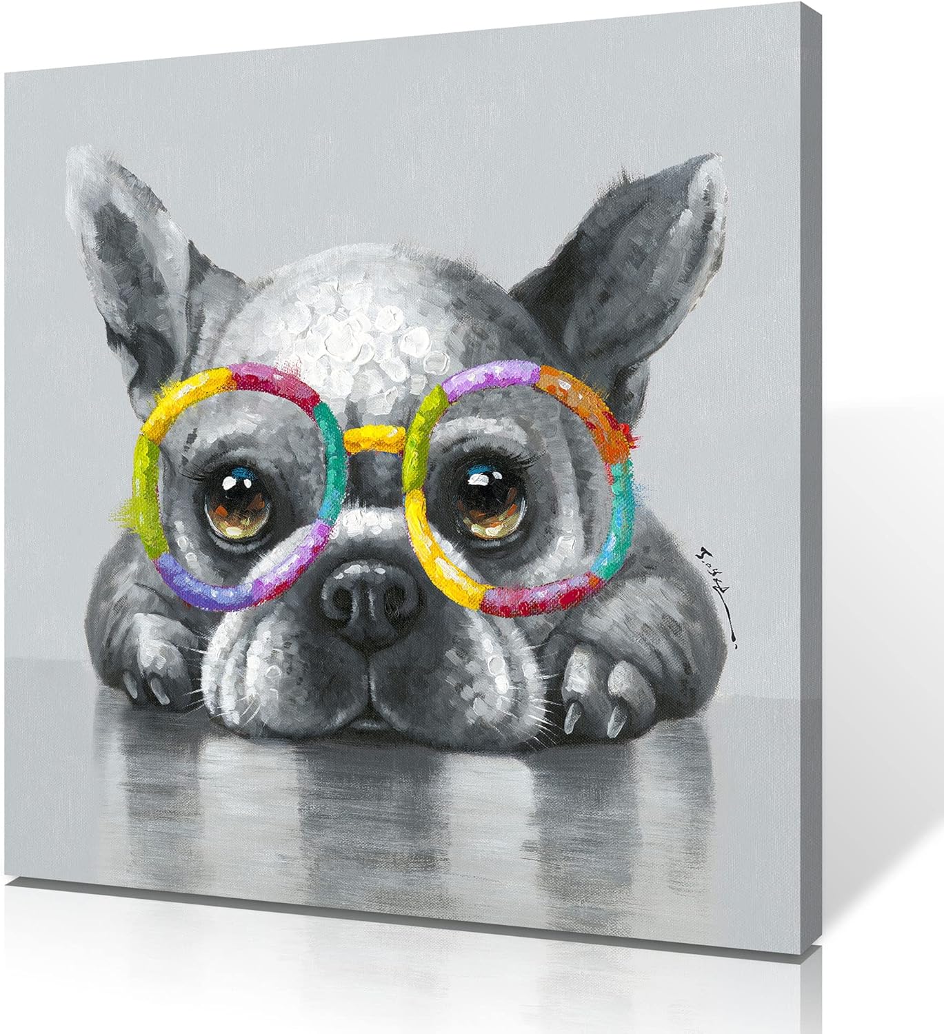 Kunstorner Lienzo decorativo para pared con diseño de perro lindo con diseño de animales, lienzo divertido para sala de estar, dormitorio, oficina,