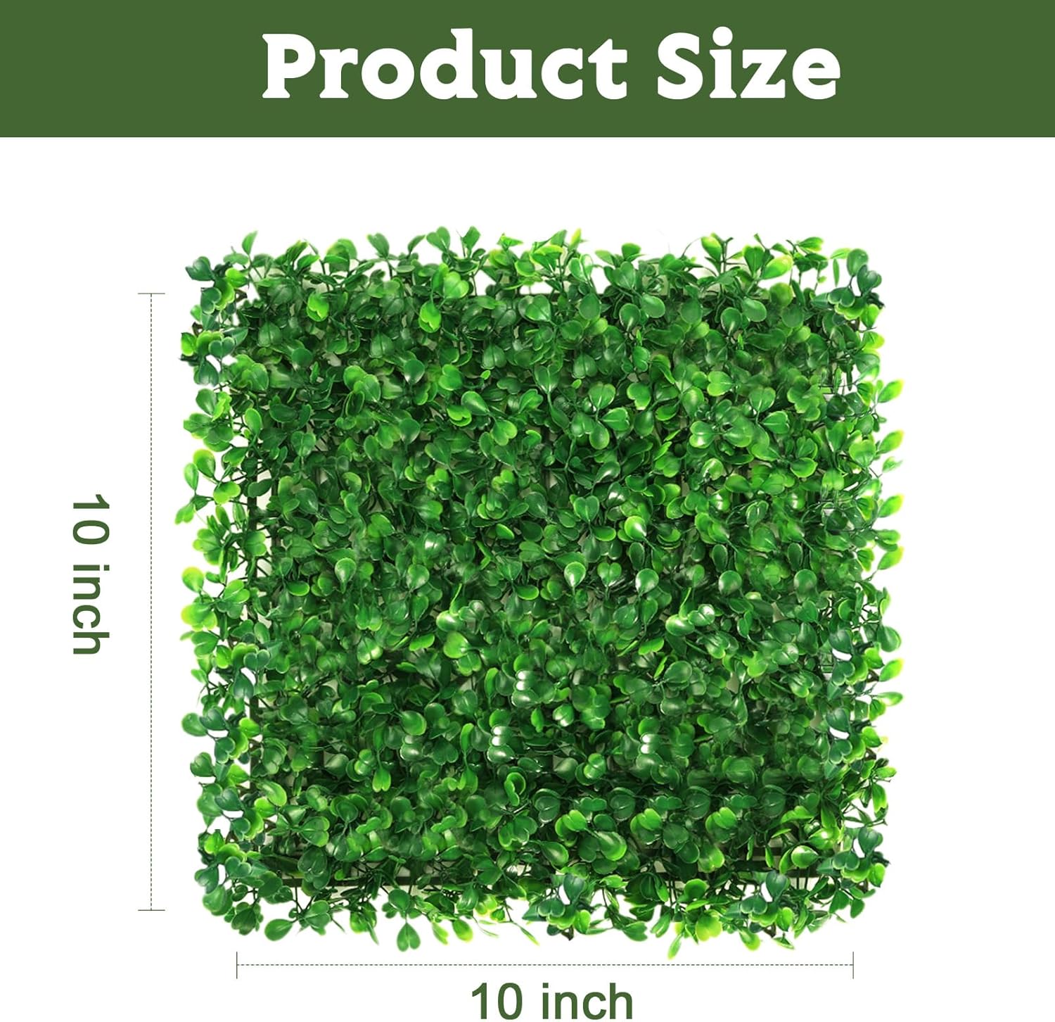 Aboofx Paneles de pared de césped artificial, paquete de 10 unidades de 10 x 10 pulgadas, decoración de pared verde para interiores y exteriores,