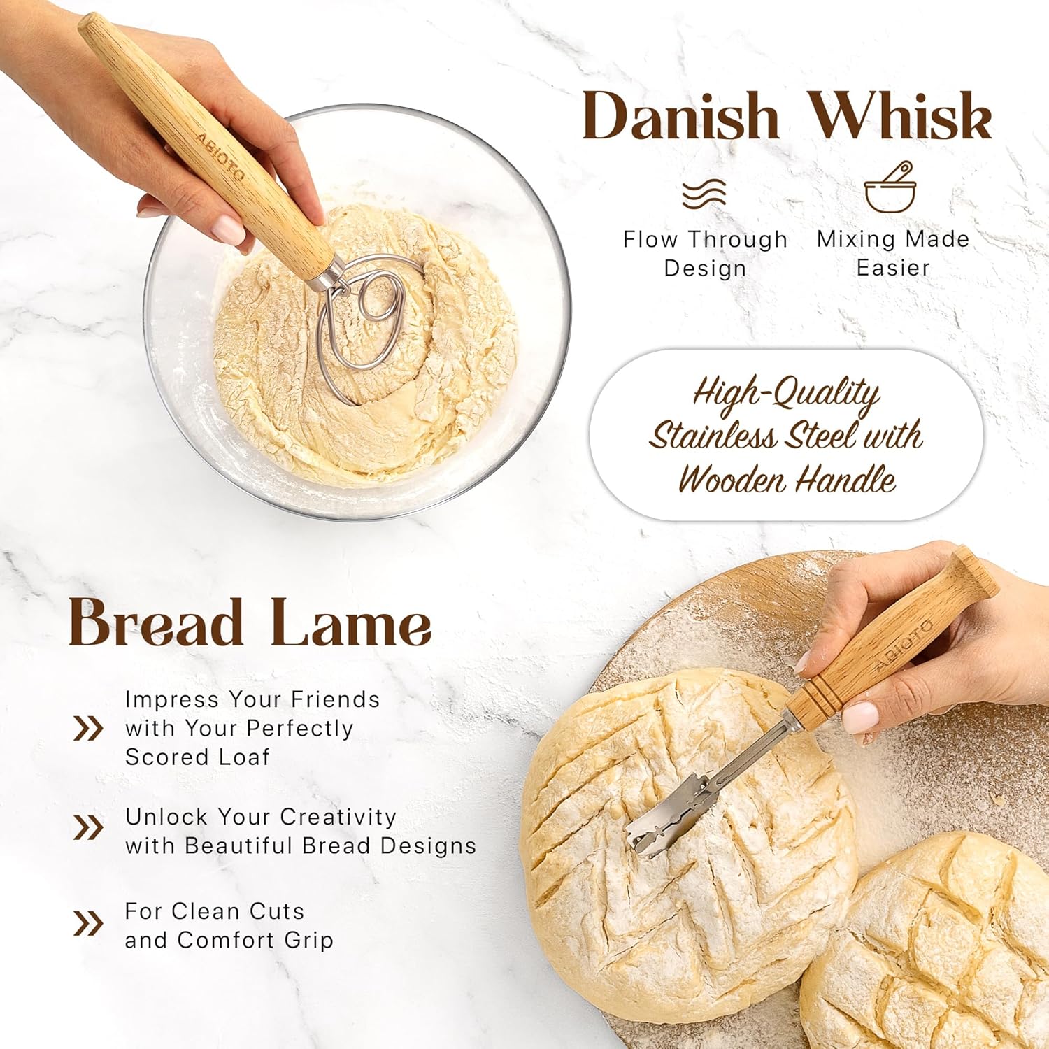 Suministros para hornear pan de masa madre y cestas de prueba, un kit completo para hacer pan que incluye bannetons redondos de ratán de 10 pulgadas