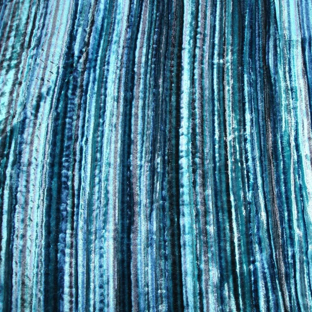 Tela de terciopelo Aqua Tones by The Yard, 44 pulgadas o 43.7 in de ancho, tela de terciopelo azul de 1 yarda, remolinos aguamarina, técnica de
