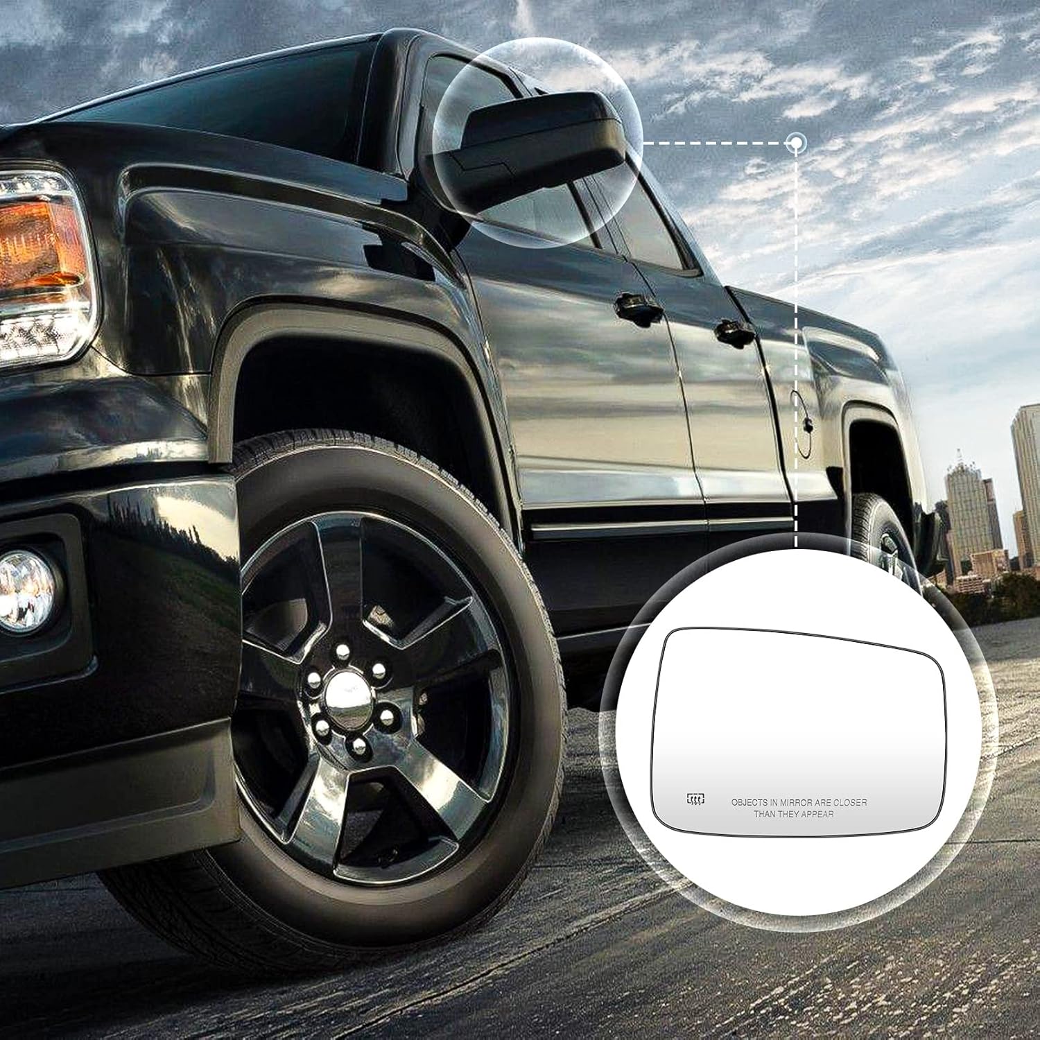 Espejo calefactable con vista lateral derecha del pasajero con placa de respaldo compatible con Dodge Ram 1500 2500 2010, Ram 1500 2500 2011-2018