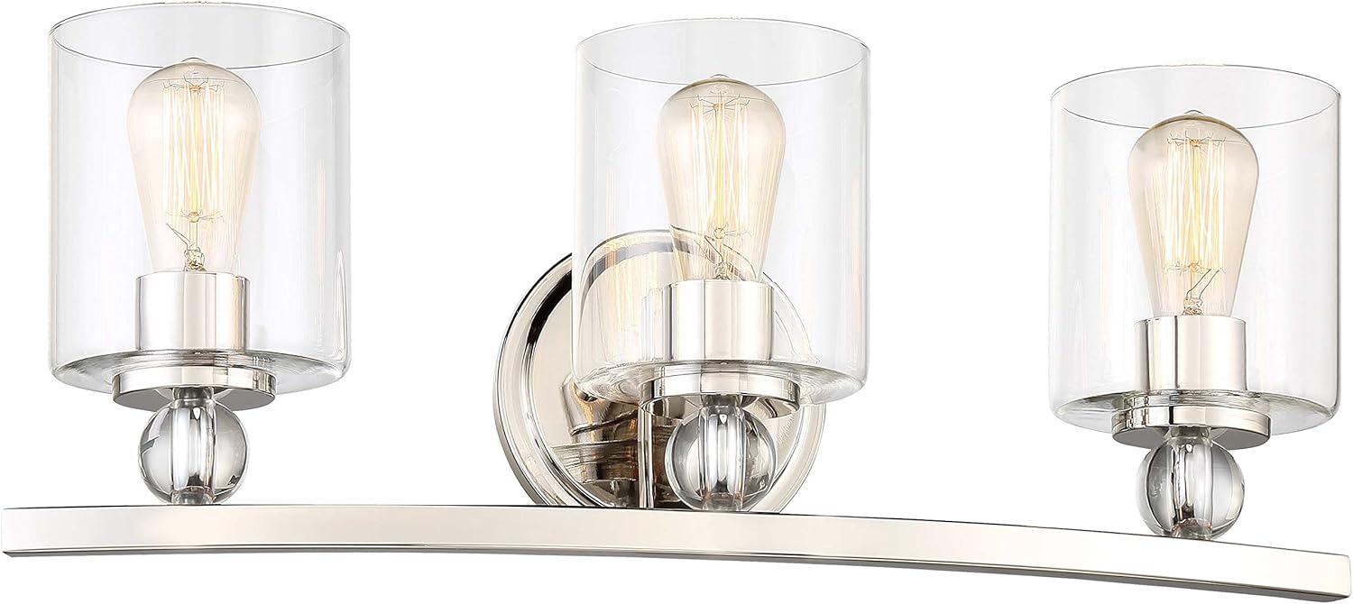Minka Lavery Lámpara de pared 3073-613 Studio 5 – Lámpara de tocador de baño, 3 luces, 180 vatios, níquel pulido