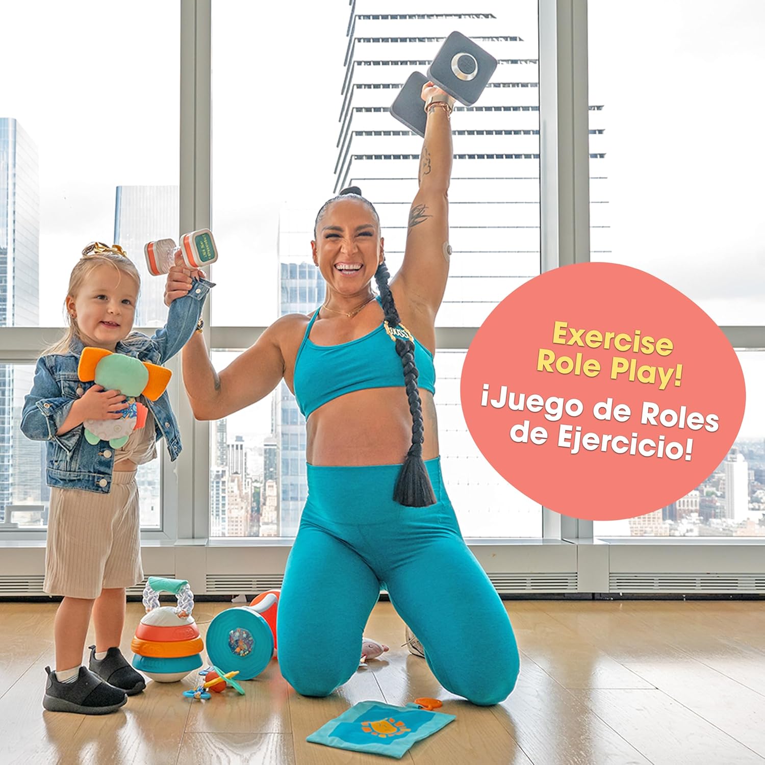 BEBE FUERTE Strong & Sunny Clip On Stroller Toy by Robin Arzon – Juguetes de dentición para bebés de desarrollo – Juguetes de viaje para bebés –