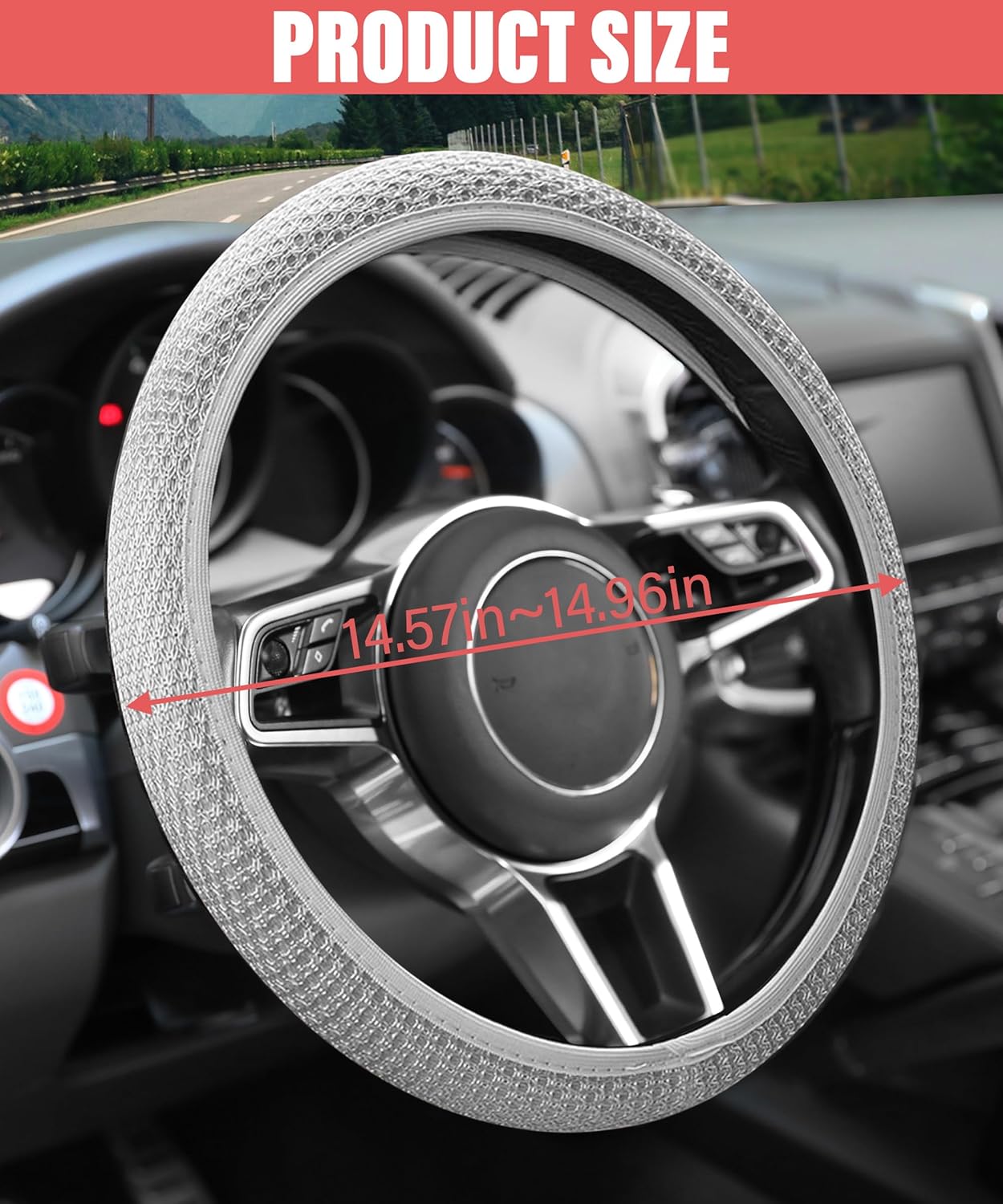 Funda elástica para volante de automóvil, de microfibra transpirable, de seda helada, cálida en invierno y fresca en verano, protector universal de
