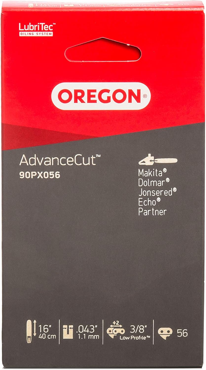 Oregon AdvanceCut – Cadena de sierra para adaptarse a motosierras DeWalt, Greenworks, McCulloch y Parkside de 16 pulgadas (90PX056E)