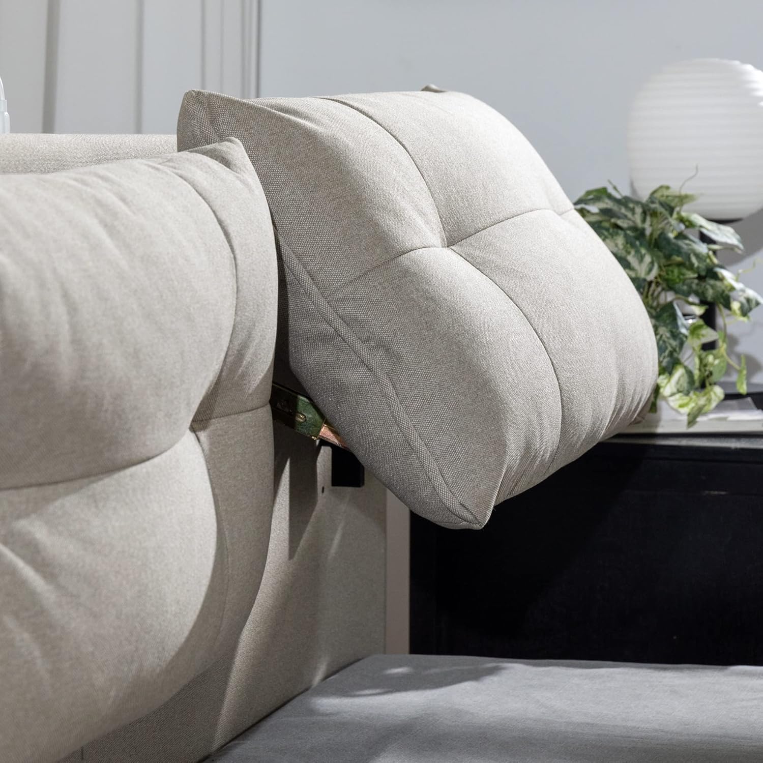 ZINUS Avery – Cama de plataforma con cabecero reclinable y puertos USB, no necesita somier, cabecero ajustable acolchado con altura personalizable,