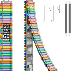 Portarrollos de vinilo con 60 compartimentos, 10 bolsillos internos de malla, 2 ganchos y 1 correa, y un desbrozador y raspador, almacenamiento de Portarrollos de vinilo con 60 compartimentos, 10 bolsillos internos de malla, 2 ganchos y 1 correa, y un desbrozador y raspador, almacenamiento de