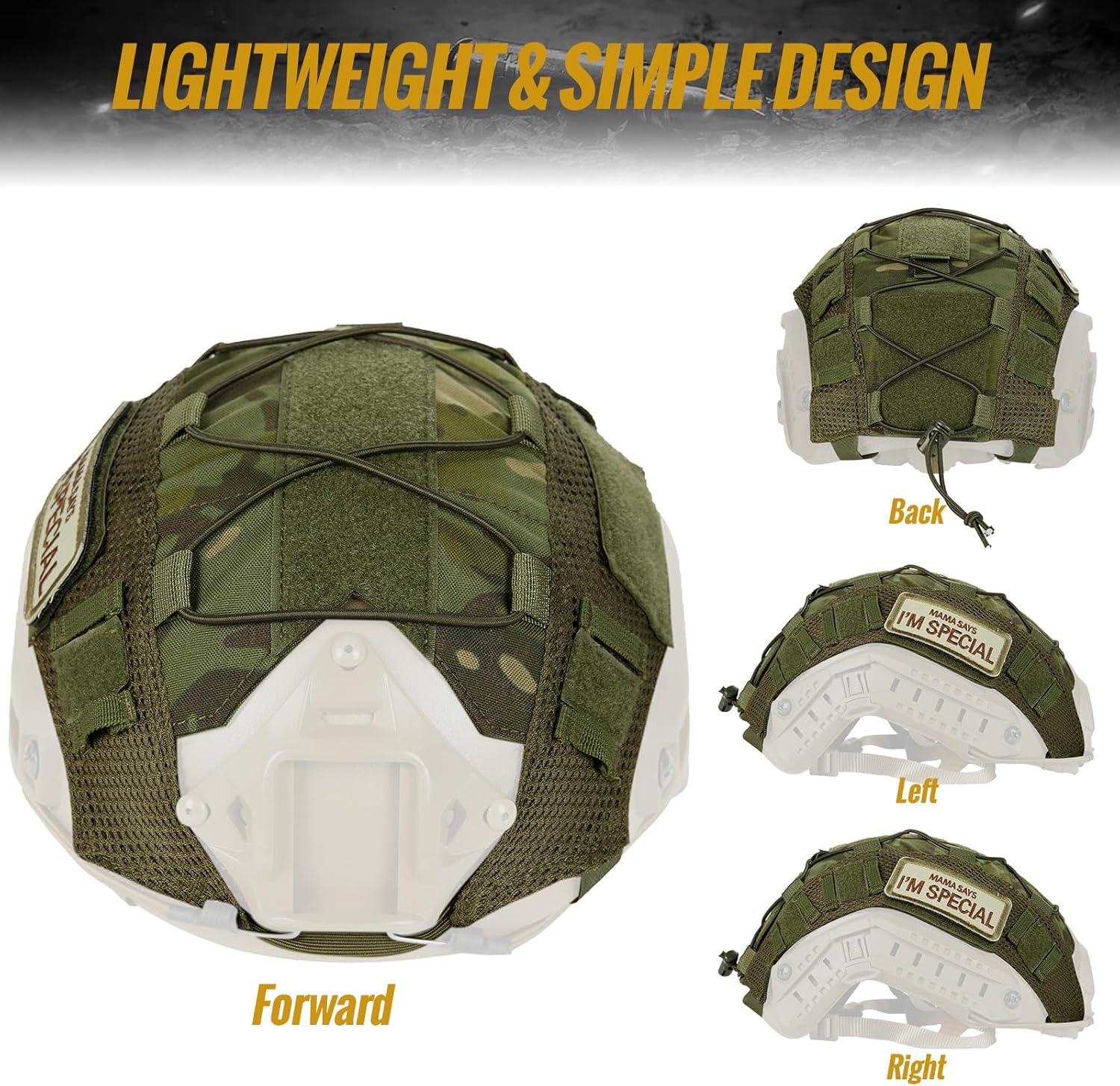 OneTigris Funda para casco, cubierta táctica de tela multicámara para casco rápido en talla L o ML, XL o LXL, casco de golpes en talla XL o LXL –