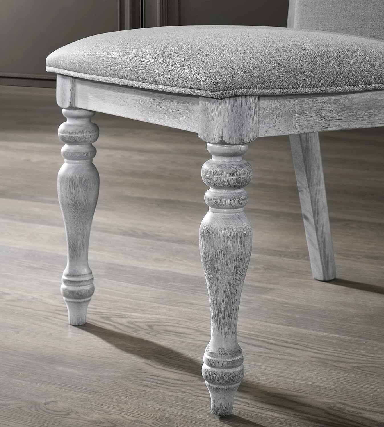 Roundhill Furniture Salines – Sillas de comedor tapizadas con patas torneadas, juego de dos, color blanco