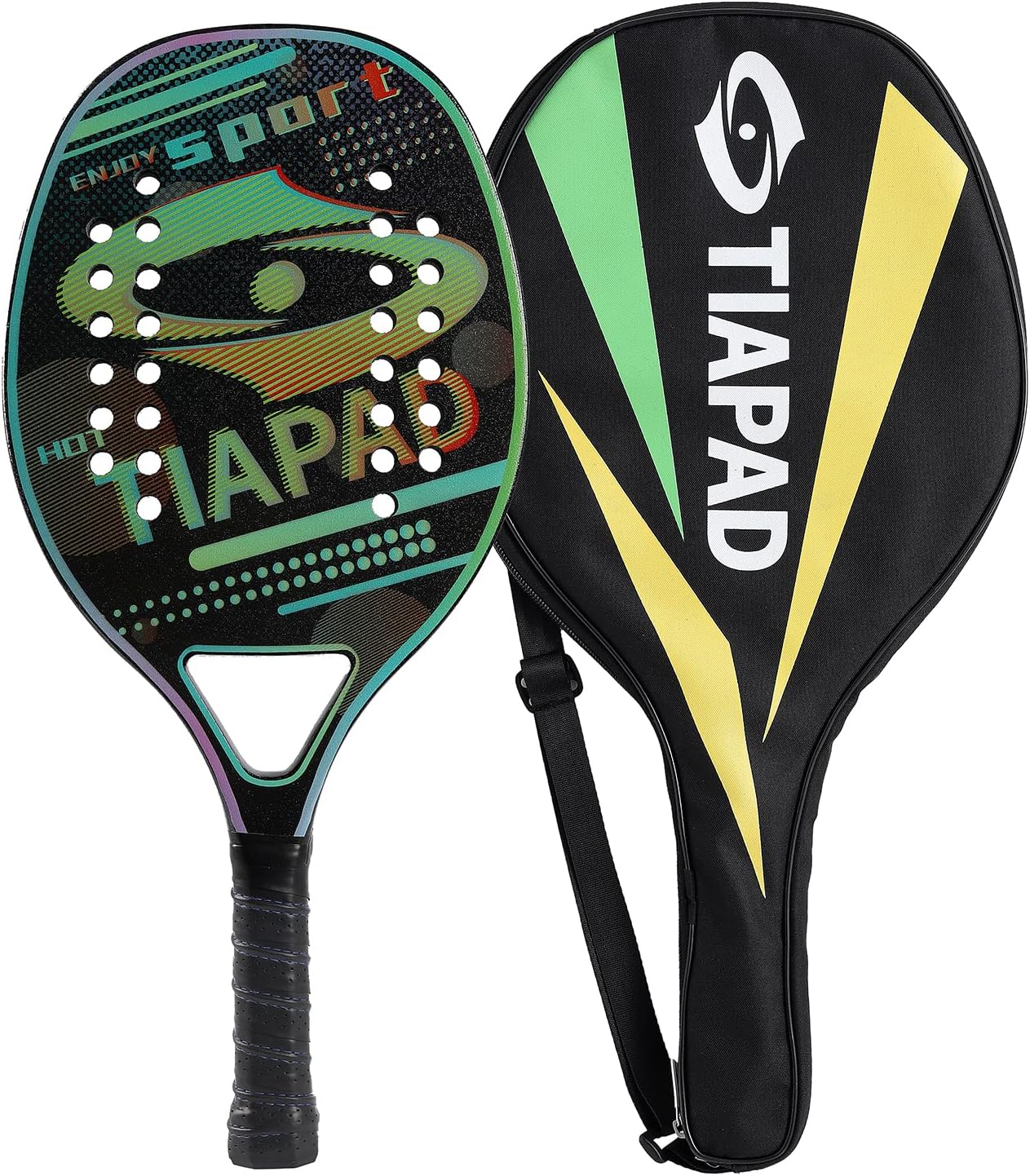 Raqueta de tenis de playa de carbono, pala de tenis de playa con núcleo de espuma viscoelástica EVA, pala de 0.866in de superficie de arena de 28