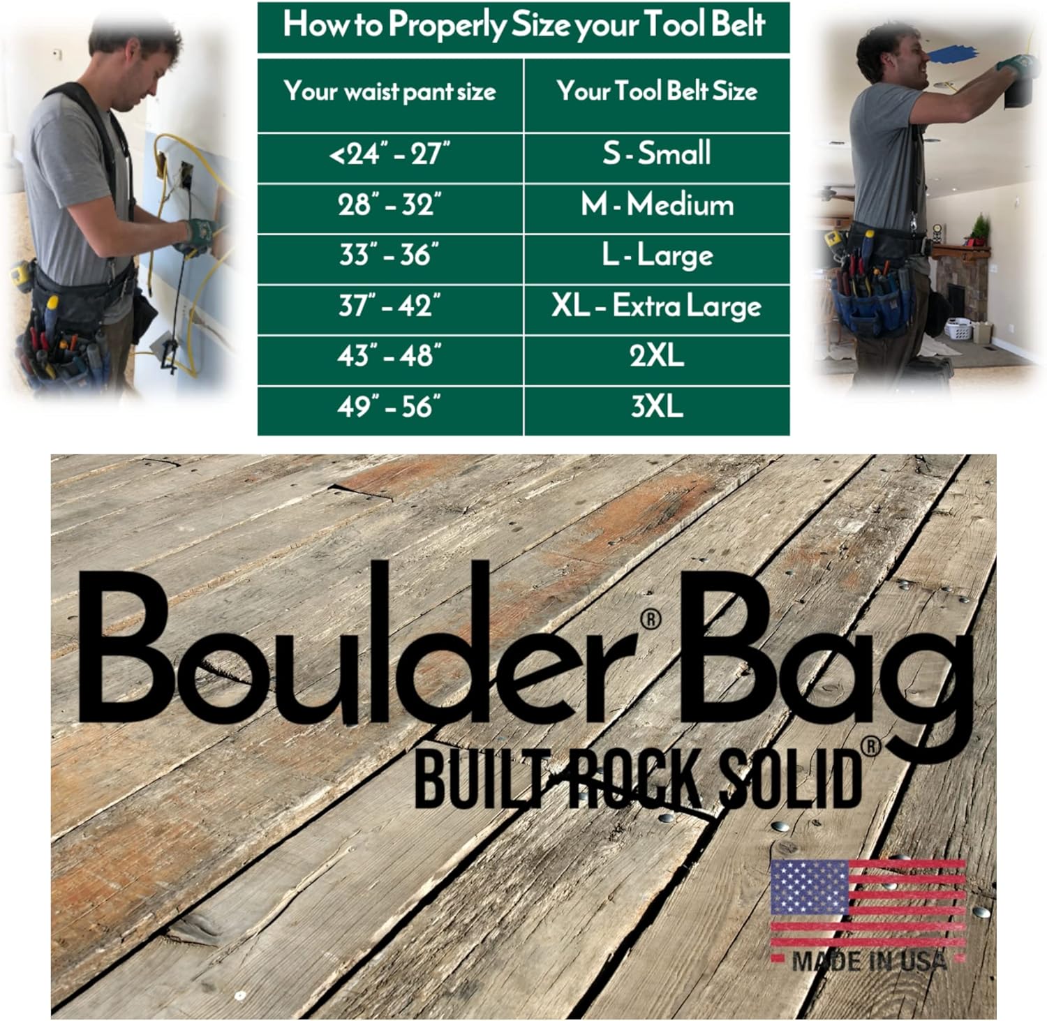 BOULDER BAG Professional Electrician’s MAX Combo con cómodo cinturón de herramientas de apoyo en la espalda, hebilla de cinturón de cuero, cinturón