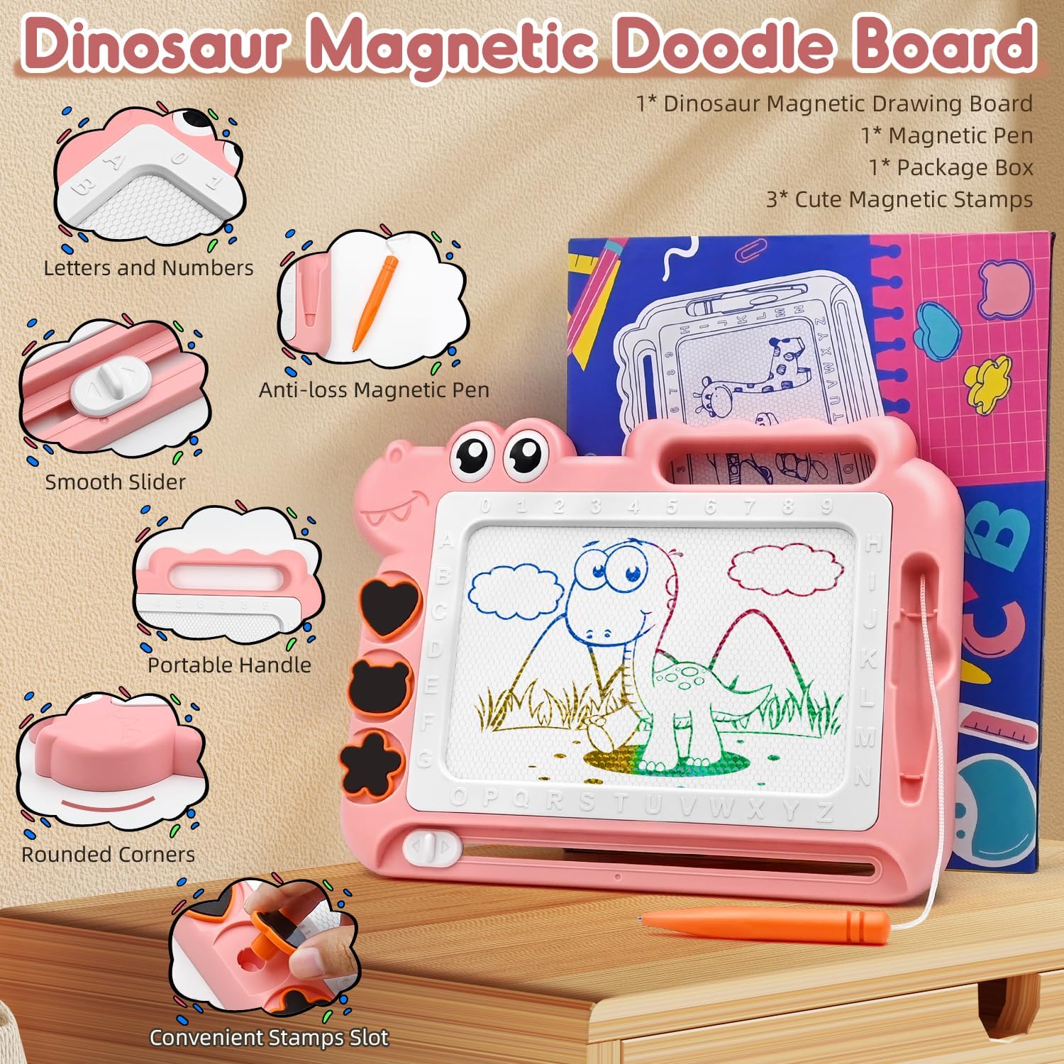 AiTuiTui Tablero magnético de dibujo para niños pequeños, regalo para niñas de 2 a 3 años, bloc de dibujo para escribir y dibujar, juegos de viaje,