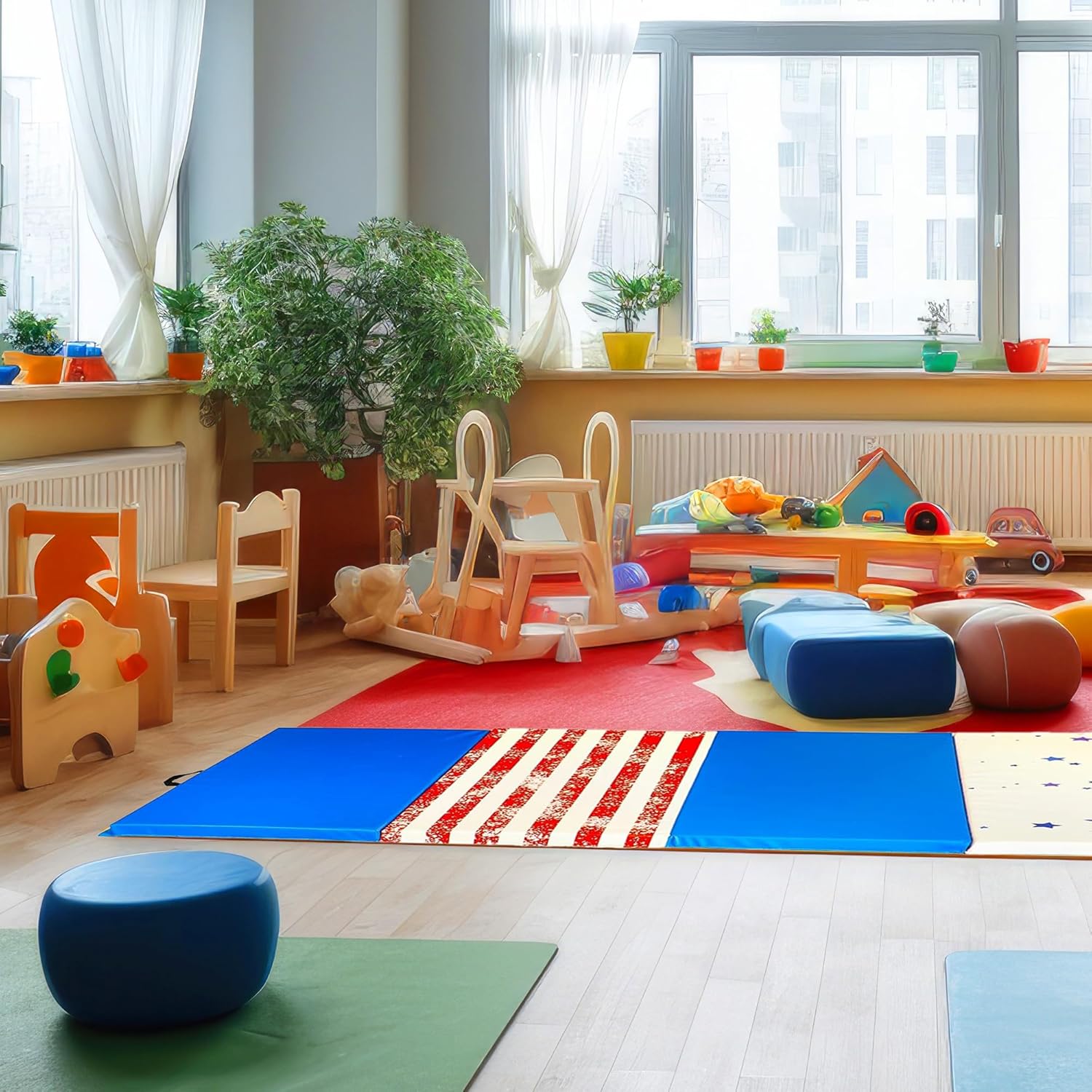 BalanceFrom All Purpose 4’x10’x2″ Extra Thick High Density Anti Tear Gymnastics Gym Folding Exercise Aerobics Mats, Multiple Colors