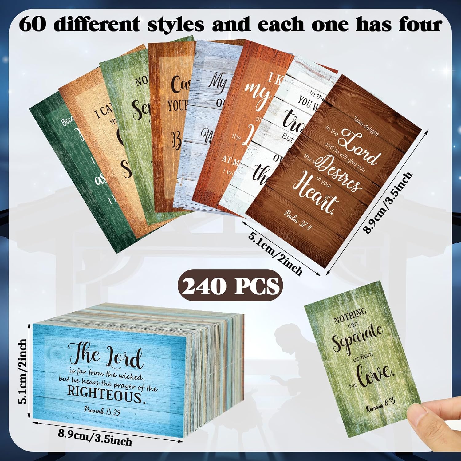 240 tarjetas de versículo bíblico con tarjetas completas de las Escrituras, mini tarjetas de oración para mujeres y hombres, tarjetas motivacionales