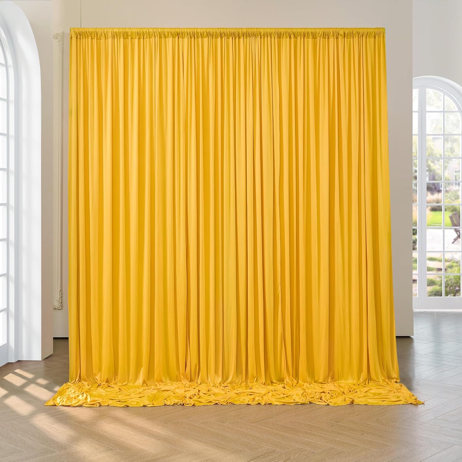 Paneles de cortina de fondo amarillo sin arrugas, de 10 x 10 pies, cortinas de fondo amarillo de poliéster, suministros de decoración del hogar para