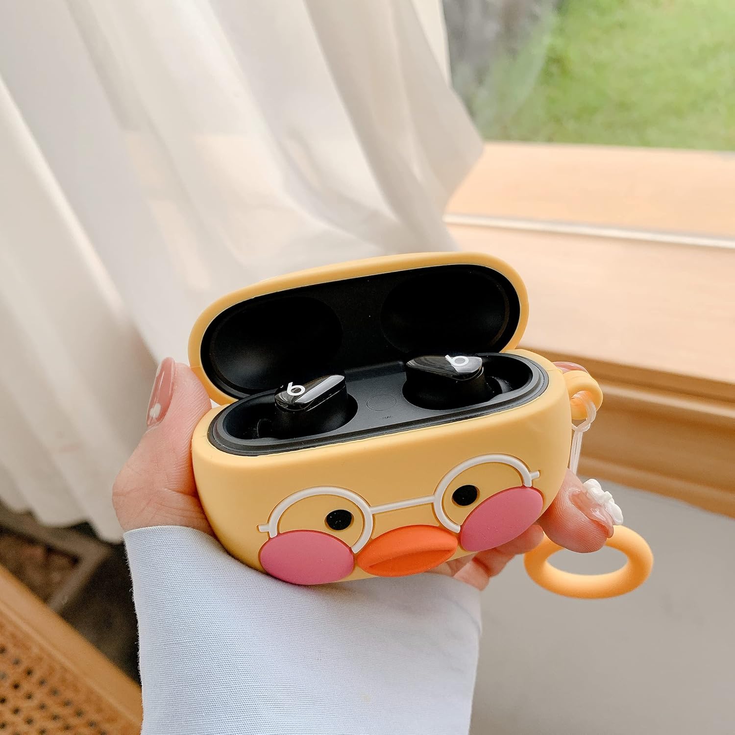Compatible con Beats Studio Buds 2021 Duck Case Cover Accessories Silicone Skin 3D Cool Cute Cartoons Case con llavero para mujeres, niñas, hombres