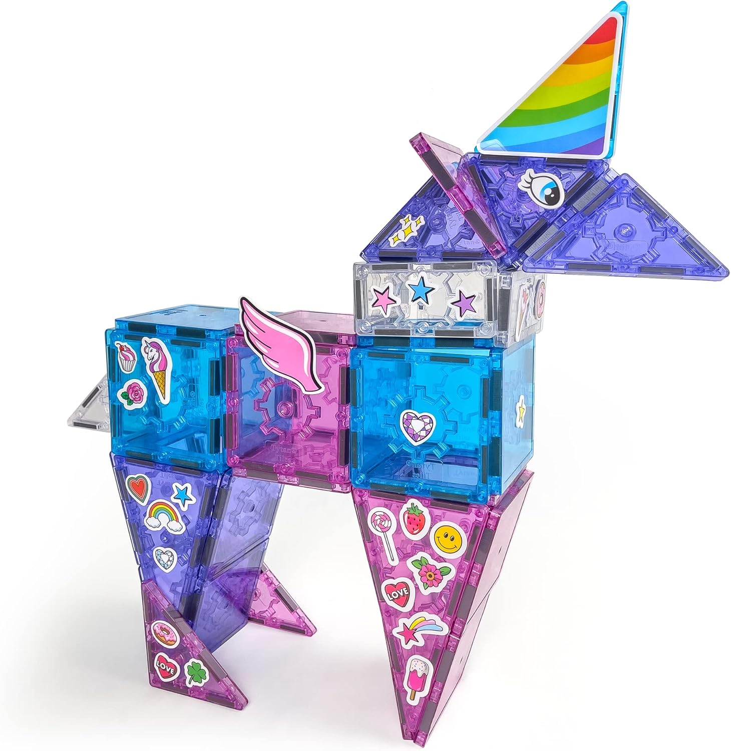 Tytan Tiles Ultimate Unicorn – Juego de construcción de azulejos magnéticos, adorable juguete STEM para niños, juego creativo, reconocimiento de