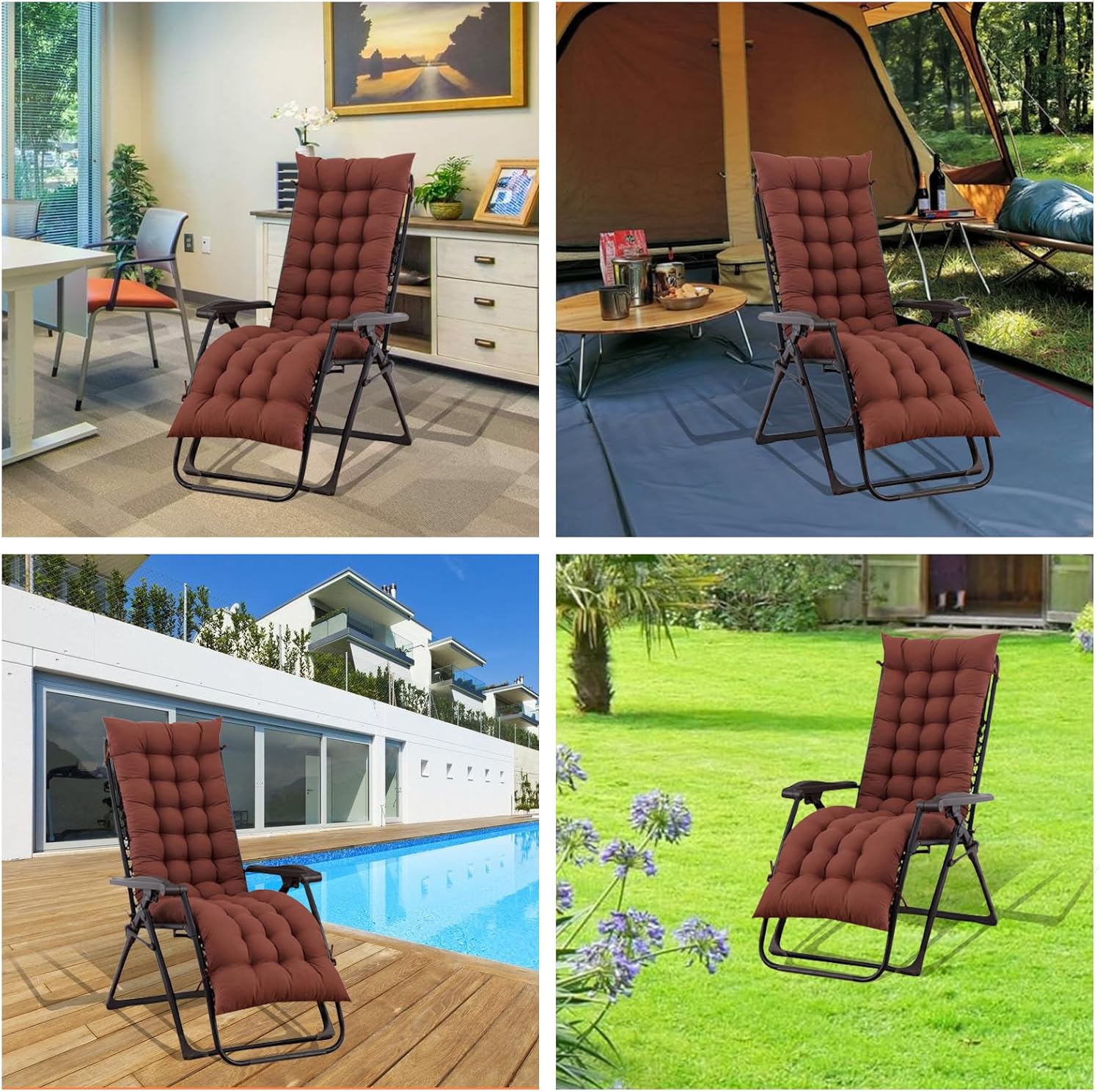 Cojín para silla de patio de 50 pulgadas, cojín acolchado más grueso para tumbona, columpio para silla de gravedad cero para exterior, interior,