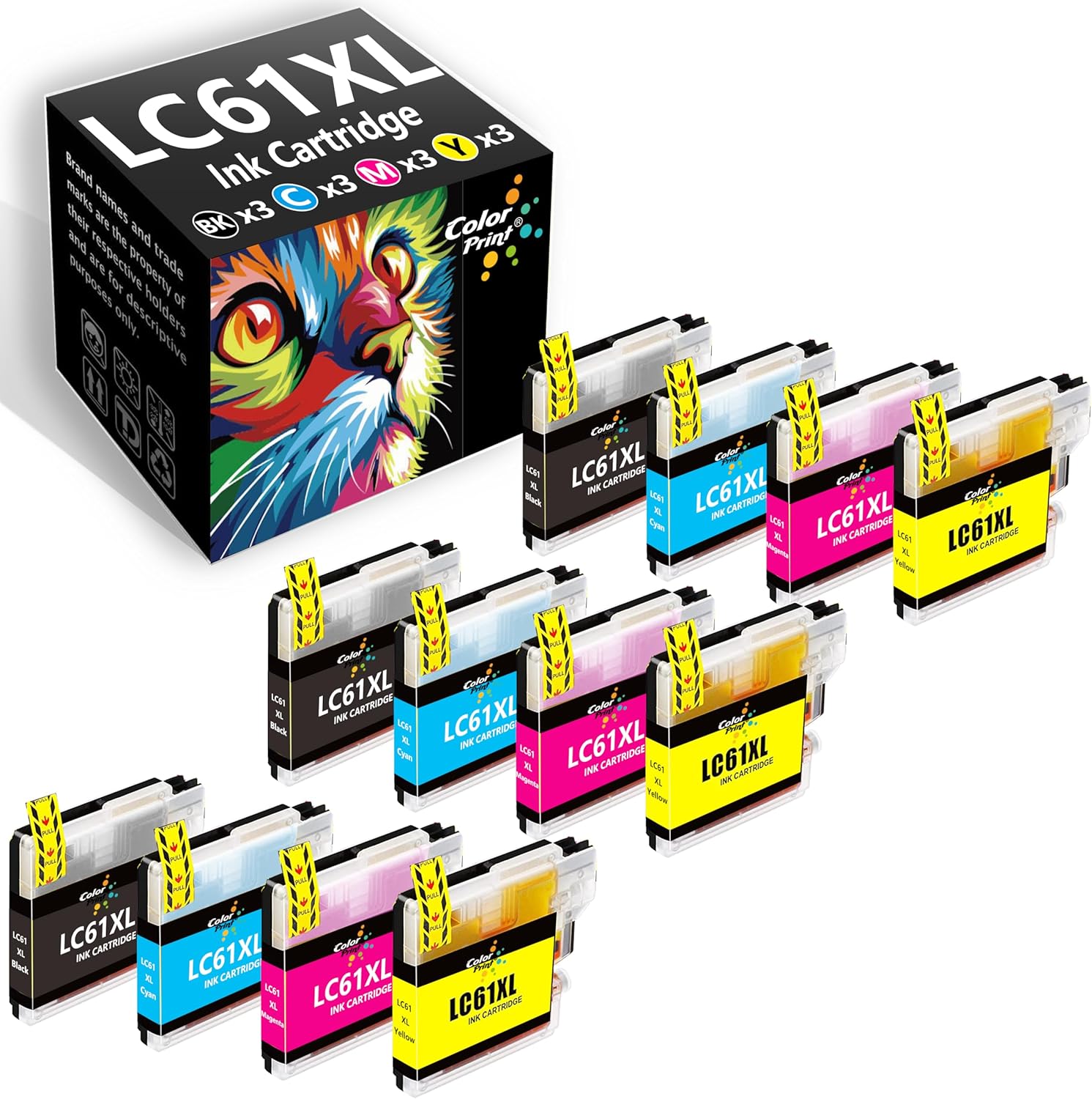 ColorPrint Cartucho de tinta compatible LC-61 de repuesto para Brother LC61 LC 61 LC-65 utilizado para impresora MFC 795CW 990CW MFC-J265W MFC-J270W