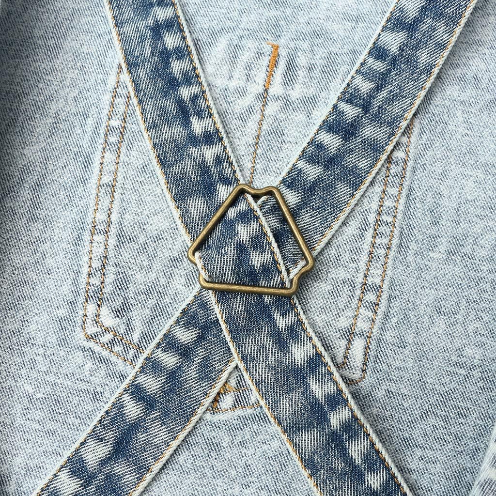Jeanerlor – Delantales de trabajo de mezclilla con bolsillos para mujeres y hombres, correas cruzadas y ajustables de S a XXXL, Azul mezclilla