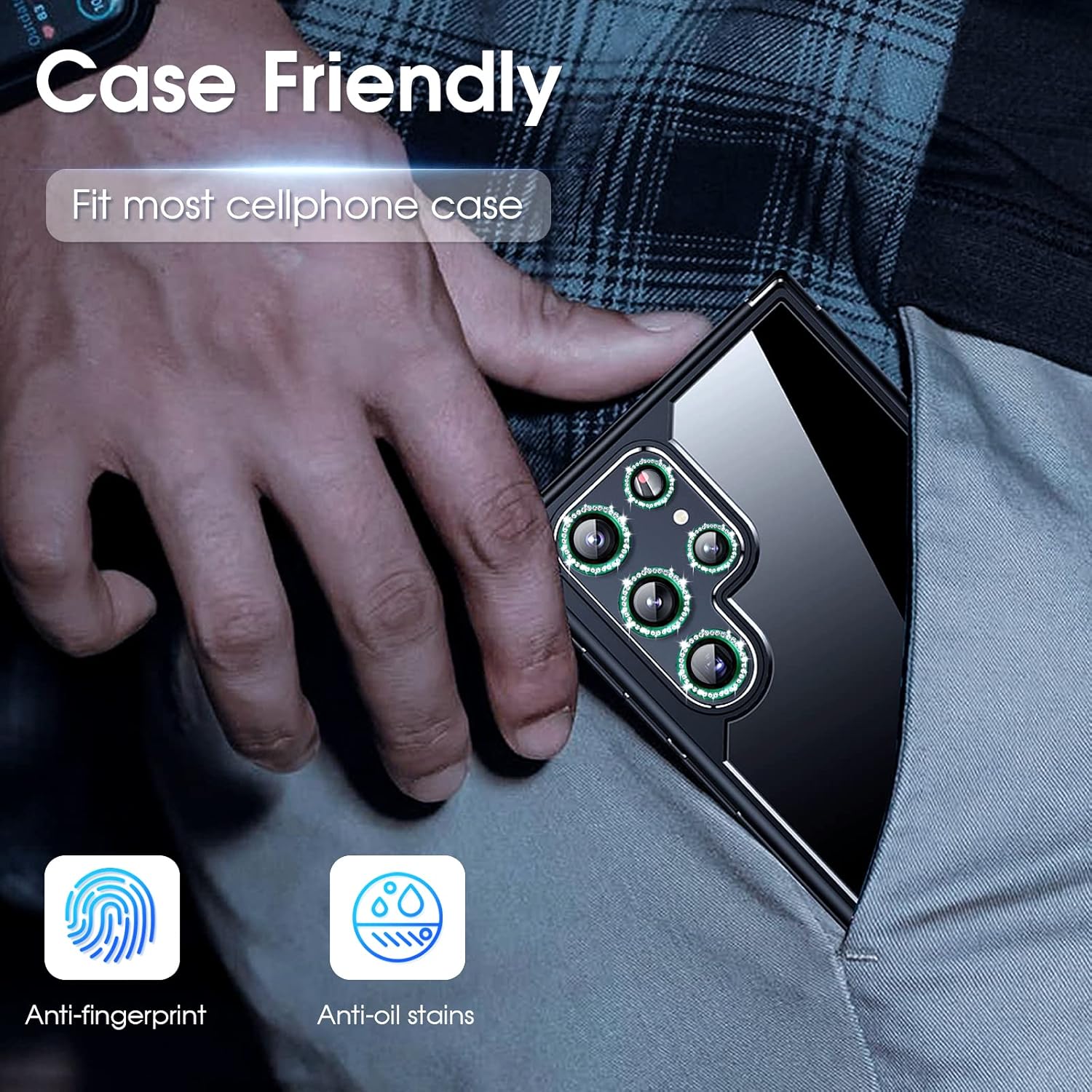 Protector de lente de cámara compatible con Samsung Galaxy S23 Ultra, cubierta de lente de anillo de aleación de aluminio, protector de lente de