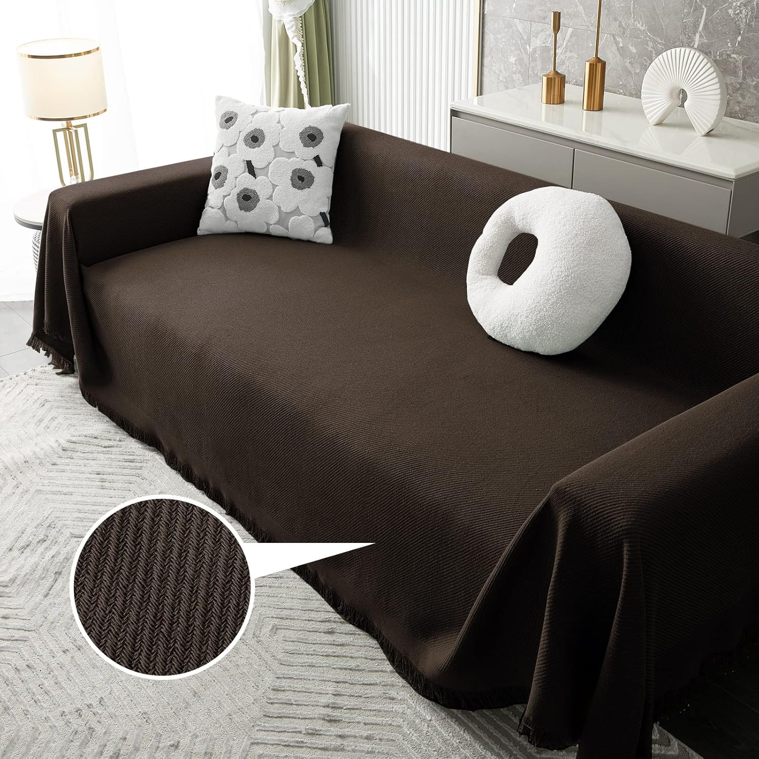 MYSKY HOME Fundas de sofá para sofá de 2 cojines, fundas geométricas para sofá modular para sala de estar, fundas para sofá modular para perros (L,