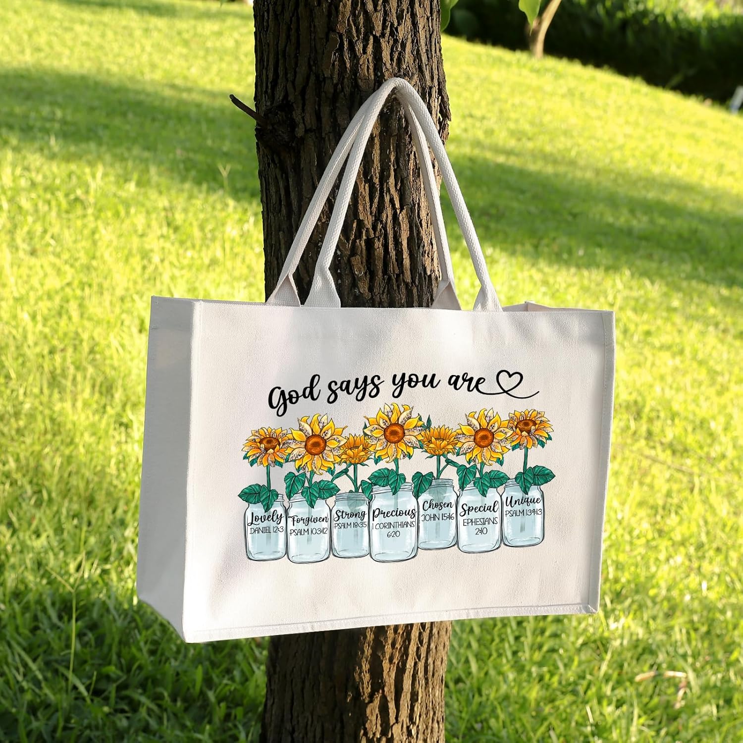 LEADO Bolsa de lona grande, bolsa de compras reutilizable, regalos cristianos para mujeres, regalos religiosos, regalos de inspiración para mujeres,