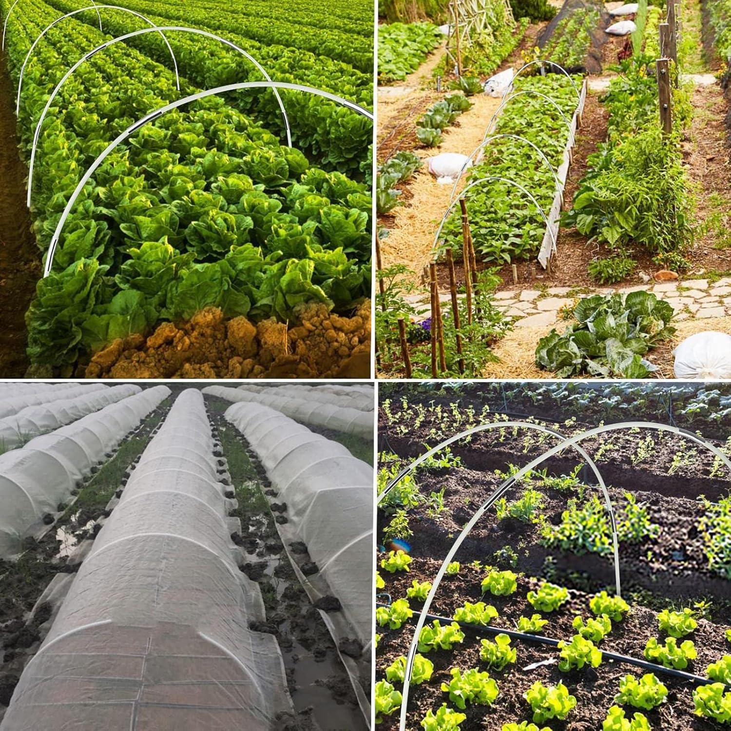 18 aros de invernadero mejorados, túnel de crecimiento, aros de invernadero de jardín, soporte de plantas arqueadas, marco de invernadero de aro de
