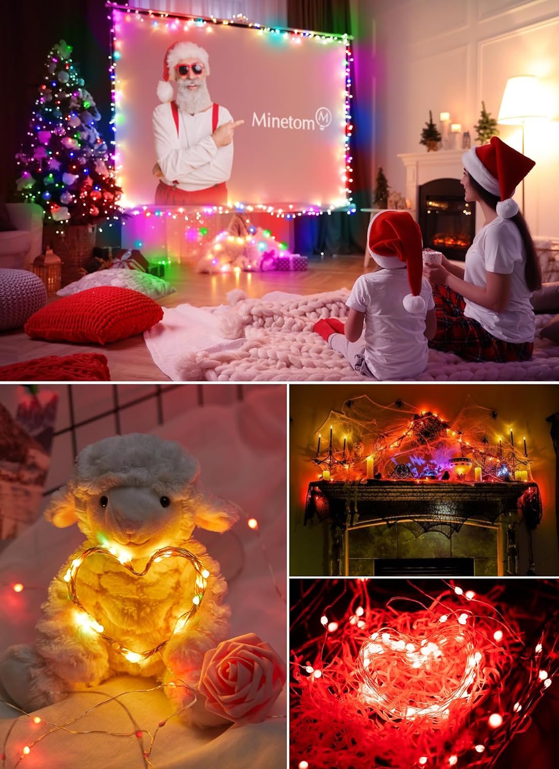 Guirnalda de luces que cambian de color  Cadena de 200 luces LED de 66 pies con control remoto, 22 colores que cambian de luces parpadeantes con 12