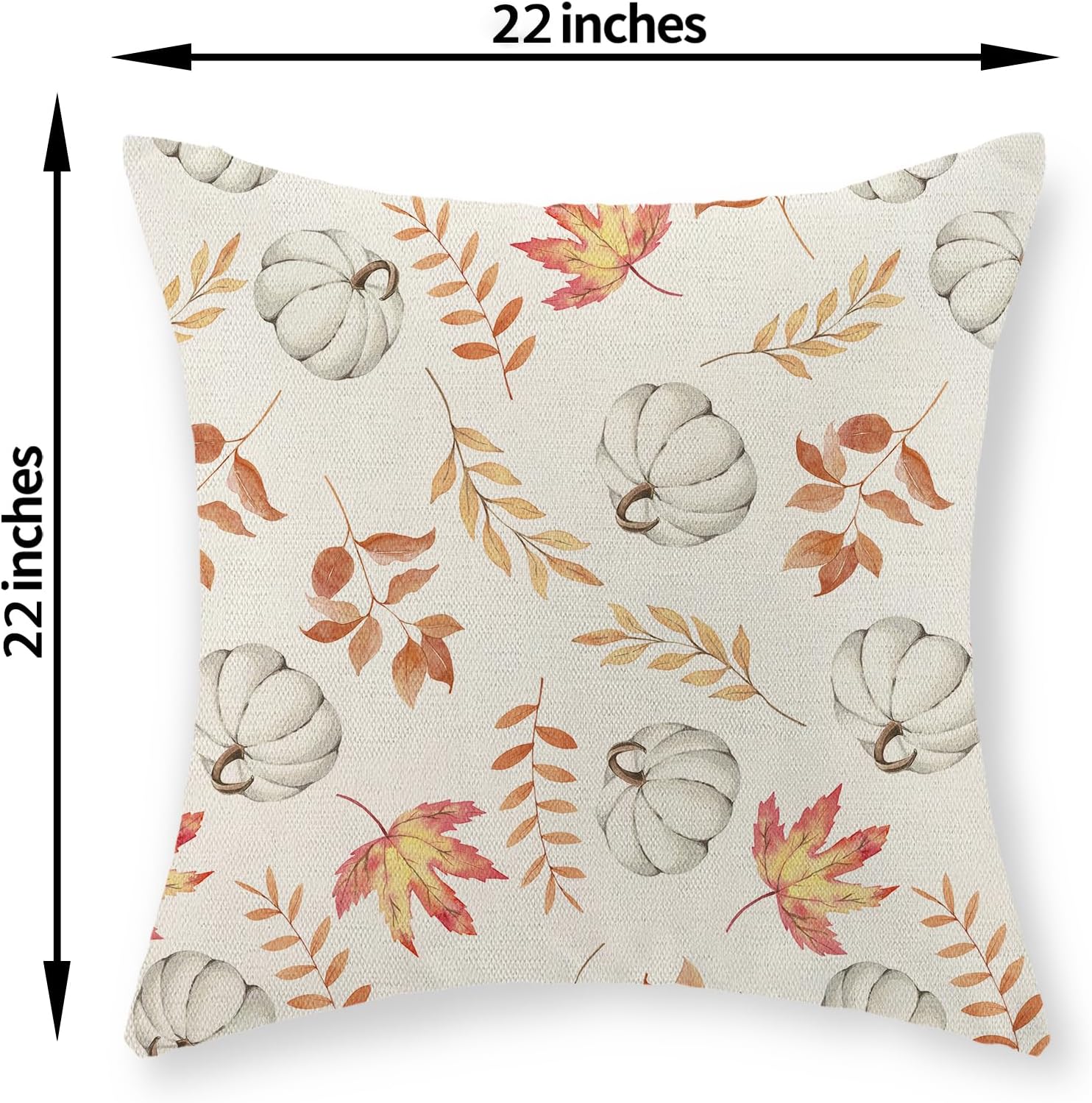 Juego de 2 fundas de almohada de otoño de 22 x 22 pulgadas, diseño de calabaza y hoja de arce, fundas de almohada decorativas de lino para otoño,