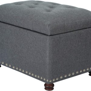 Joveco Banco otomano de almacenamiento rectangular de tela, reposapiés, 24 pulgadas, moderno, copetudo, para dormitorio, asiento para entrada, Joveco Banco otomano de almacenamiento rectangular de tela, reposapiés, 24 pulgadas, moderno, copetudo, para dormitorio, asiento para entrada,