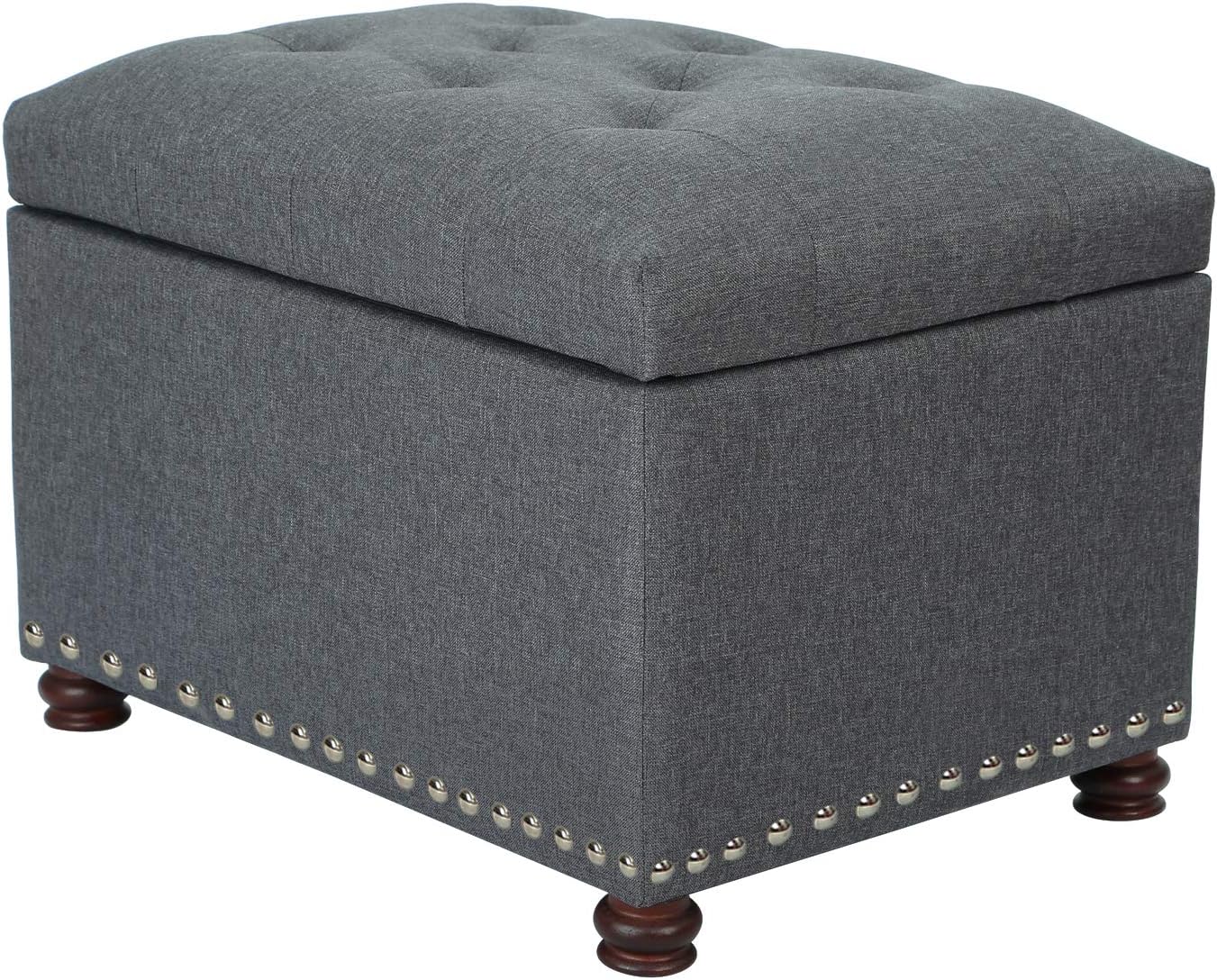 Joveco Banco otomano de almacenamiento rectangular de tela, reposapiés, 24 pulgadas, moderno, copetudo, para dormitorio, asiento para entrada,