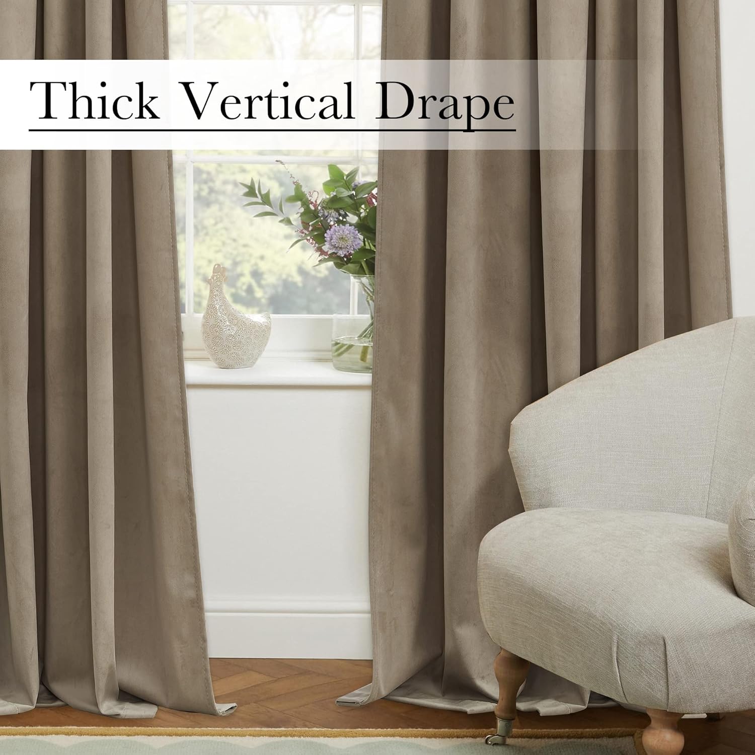 StangH – Cortinas de terciopelo gruesas con aislamiento térmico para oscurecer la habitación, para dormitorio, comedor, sala de estar, con pestaña