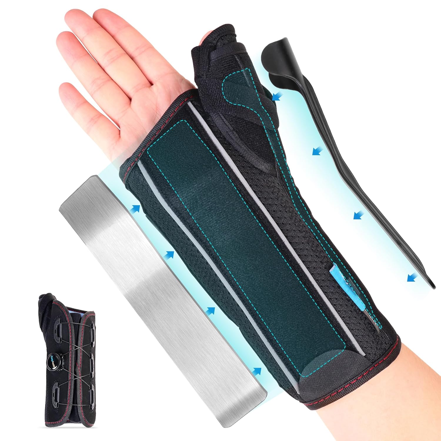 Muñequera con férula espica para el pulgar para tenosinovitis de De Quervain, dolor en el túnel carpiano, soporte estabilizador de mano para