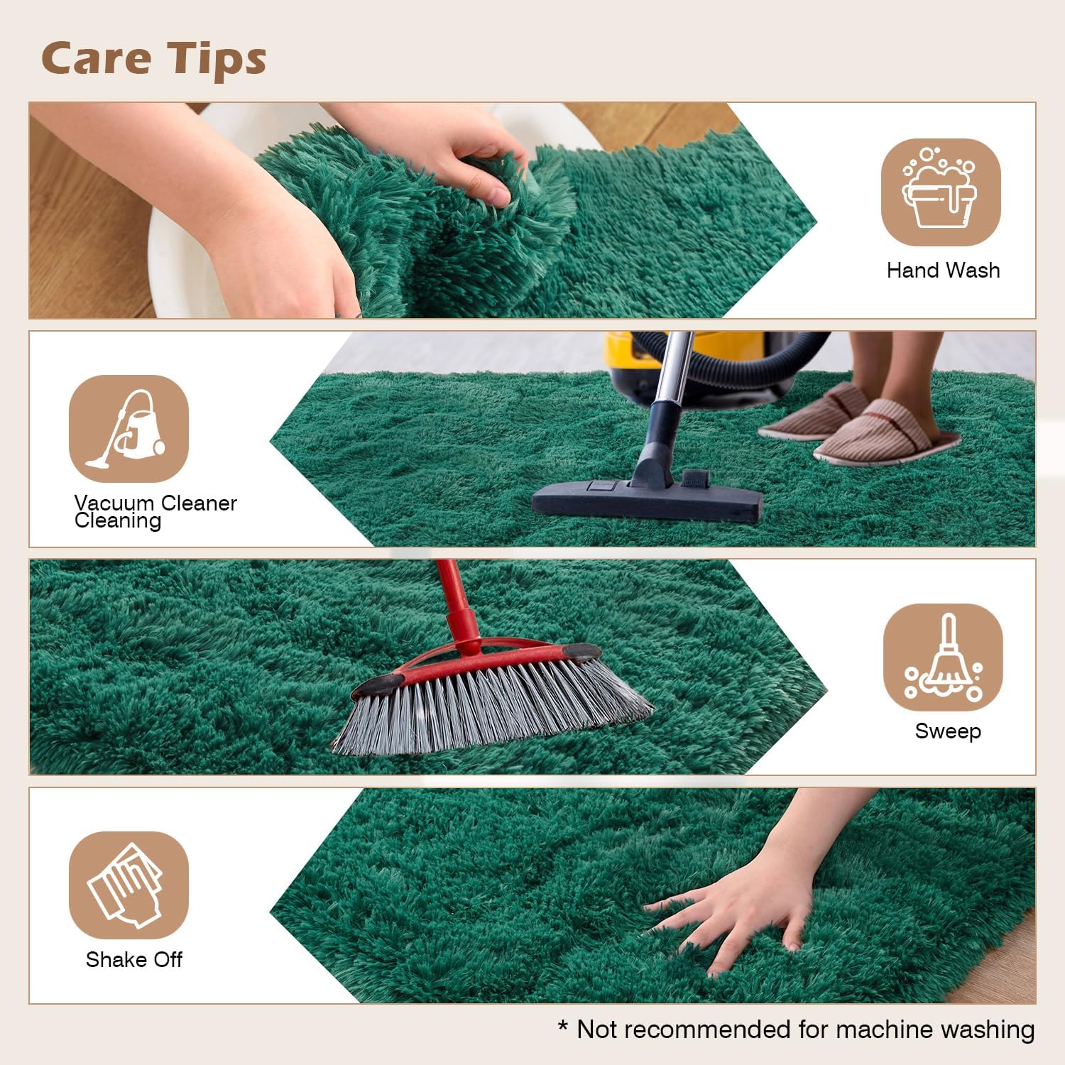 Alfombras mullidas para sala de estar, color verde profundo, de 6 x 9 pulgadas, alfombras suaves de felpa para habitación de niñas y niños,