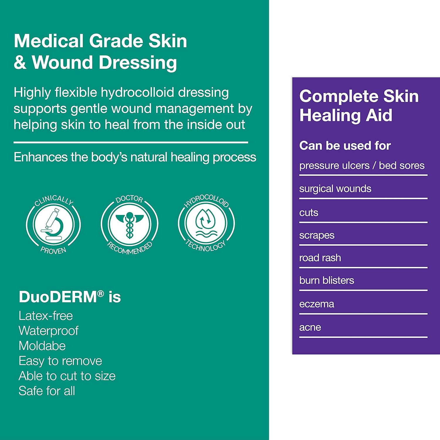 ConvaTec DuoDERM CGF – Apósito estéril hidrocoloide de 6 x 6 pulgadas para uso en heridas parciales y de espesor completo, cuadrado, beige, 187661,