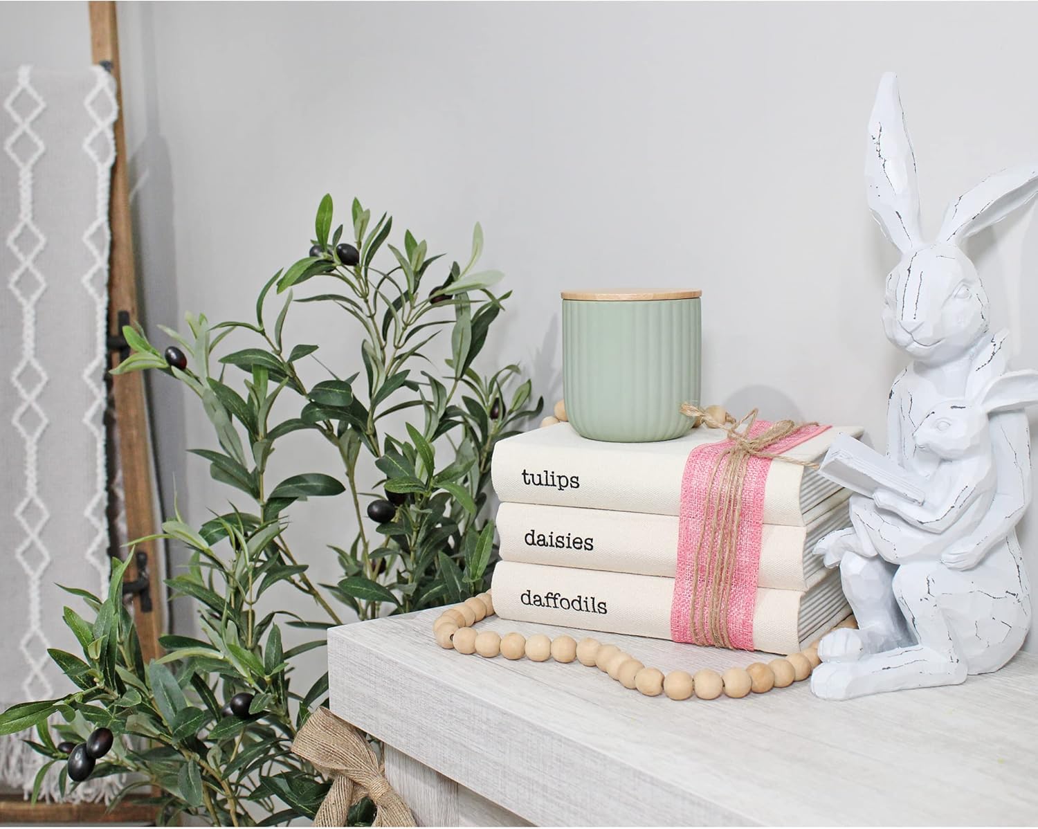 AuldHome – Juego de libros de Pascua decorativos con envoltura de cinta de arpillera