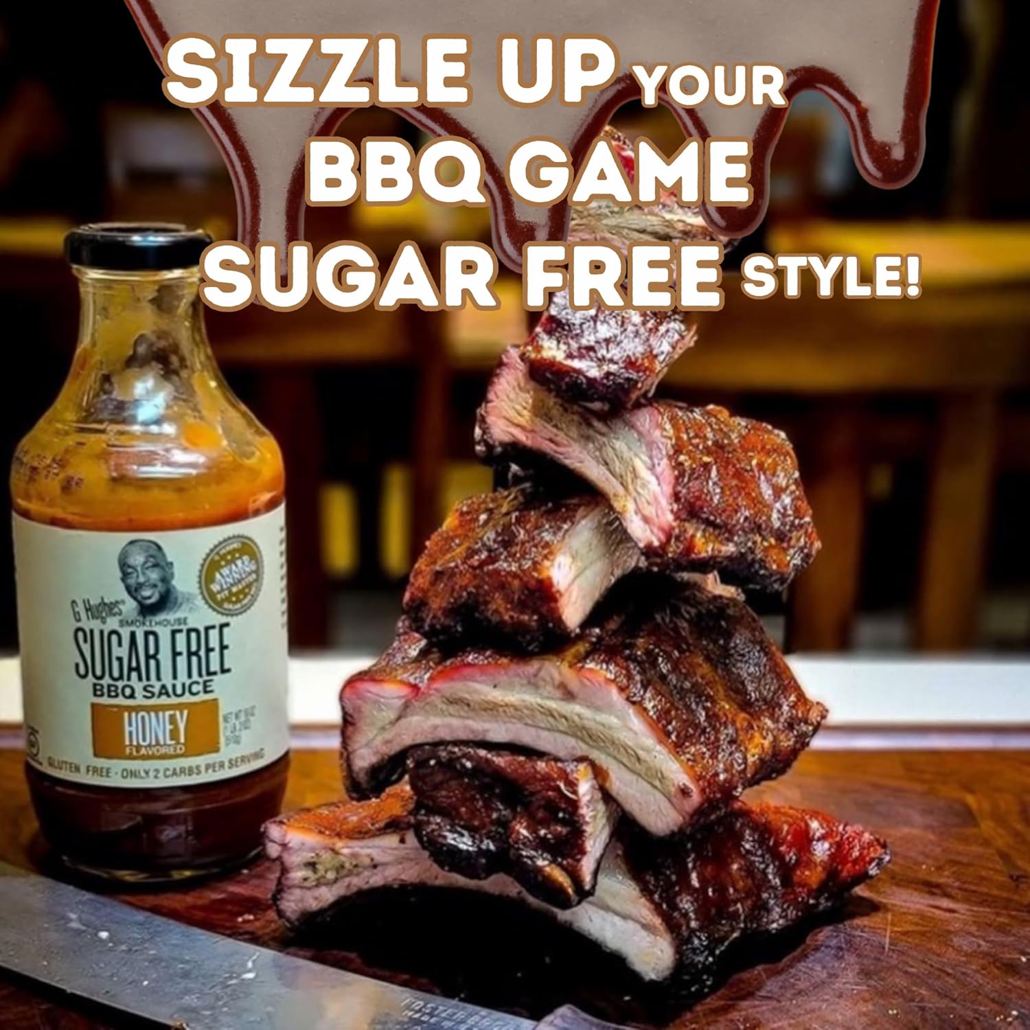 G Hughes Sugar Free, Salsa BBQ de miel  Salsa de barbacoa de miel, salsa barbacoa sin azúcar, salsa de barbacoa de miel Keto, salsas de barbacoa de