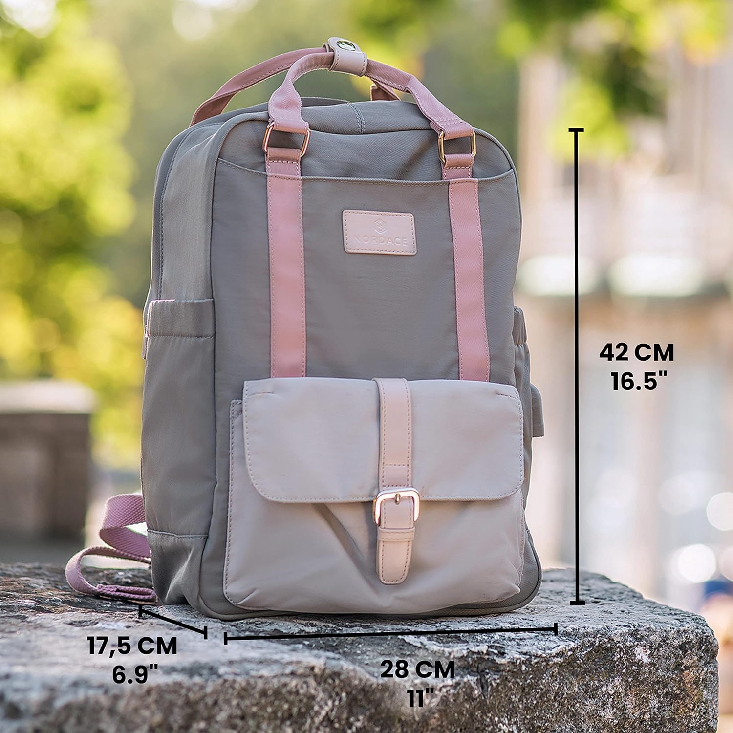 Nordace Eclat – Mochila ligera para laptop con puerto de carga USB para uso diario, viaje o trabajo, 15.6 pulgadas, Gris, Mochilas de viaje