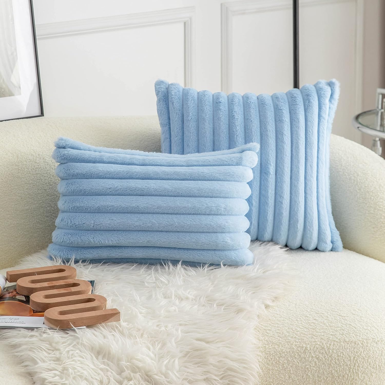 Neelvin Fundas de almohada decorativas de piel sintética de doble cara para sofá, dormitorio, automóvil