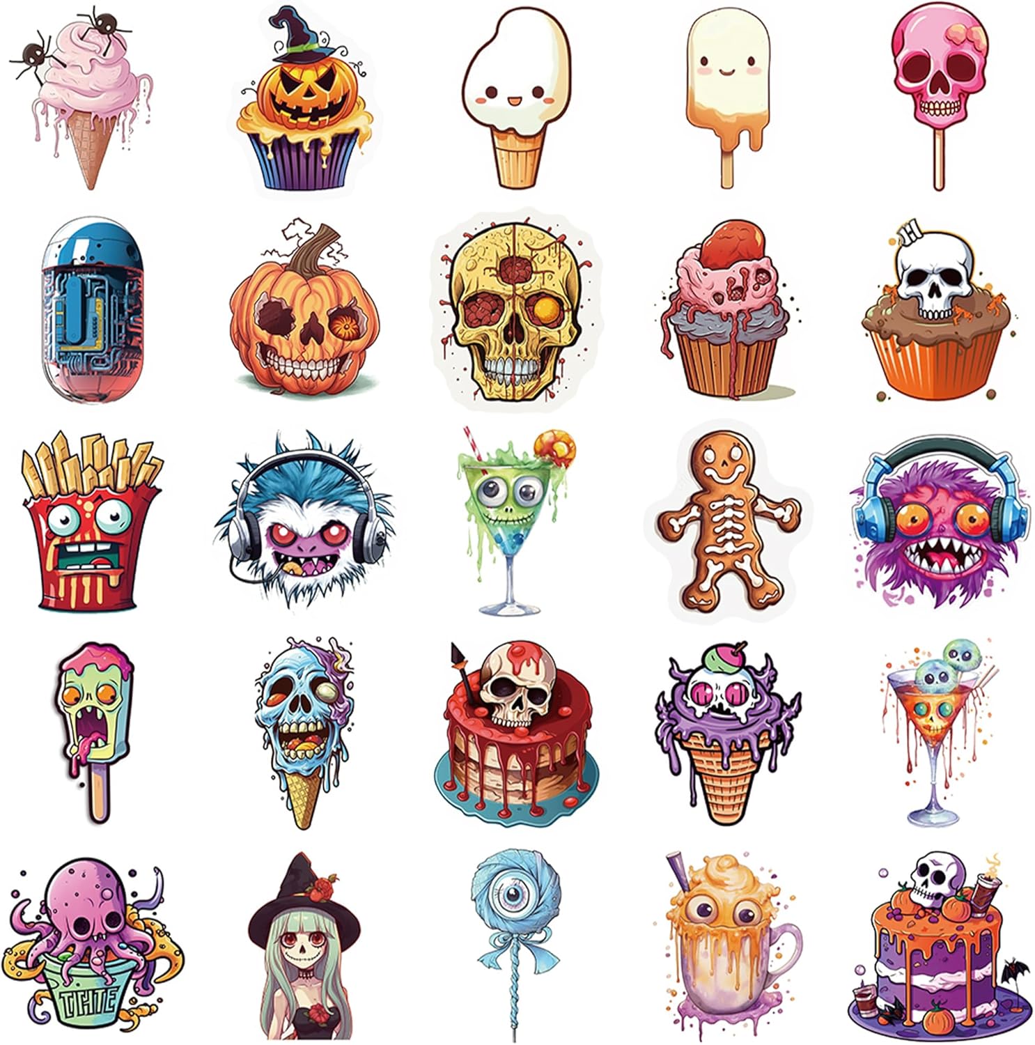 Calcomanías de decoración de Halloween para niños, bonitos regalos de Halloween, 50 calcomanías de vinilo impermeables para botellas de agua,