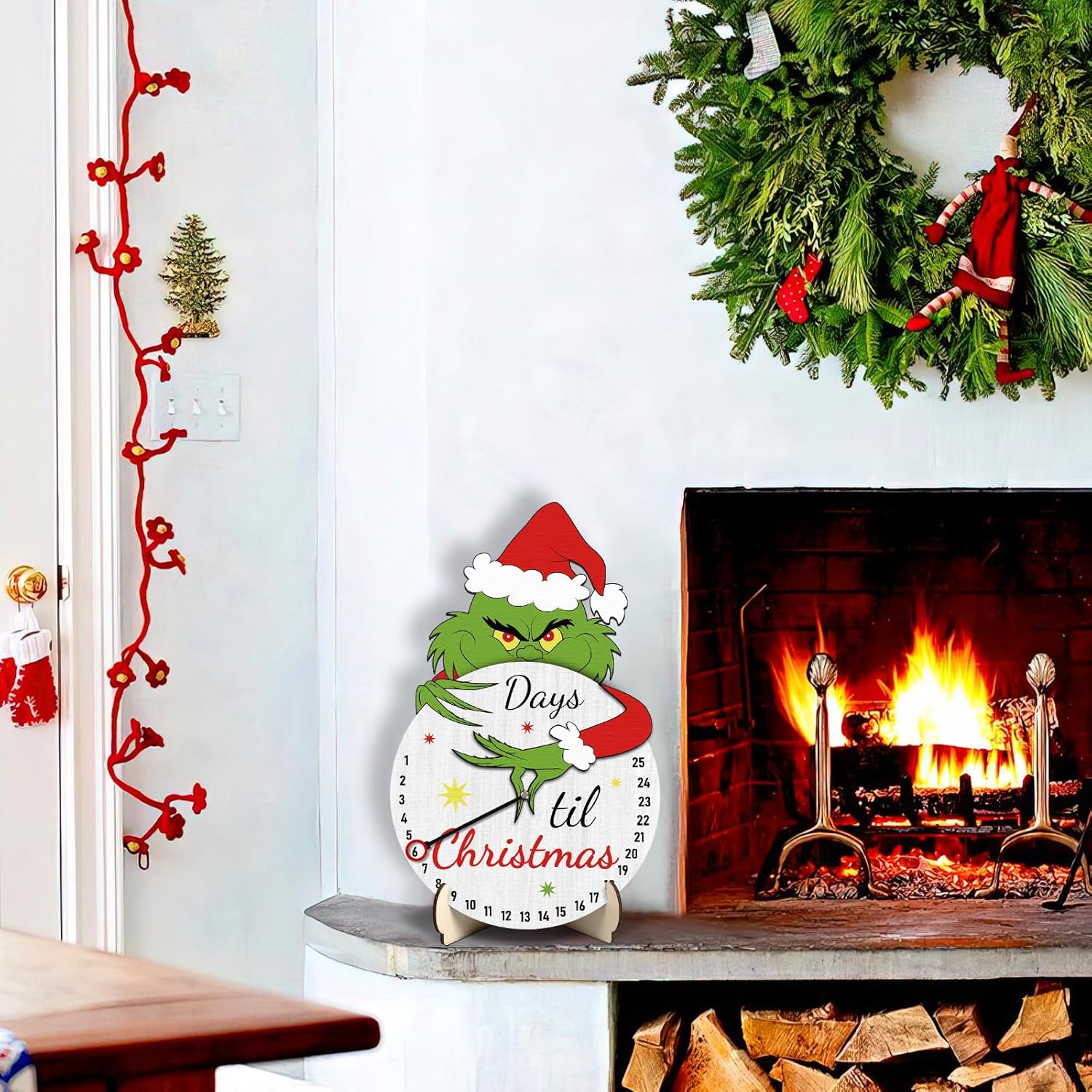 Calendario de cuenta regresiva para decoración navideña, calendario de adviento de Navidad, decoración de mesa de Navidad de madera para Navidad,