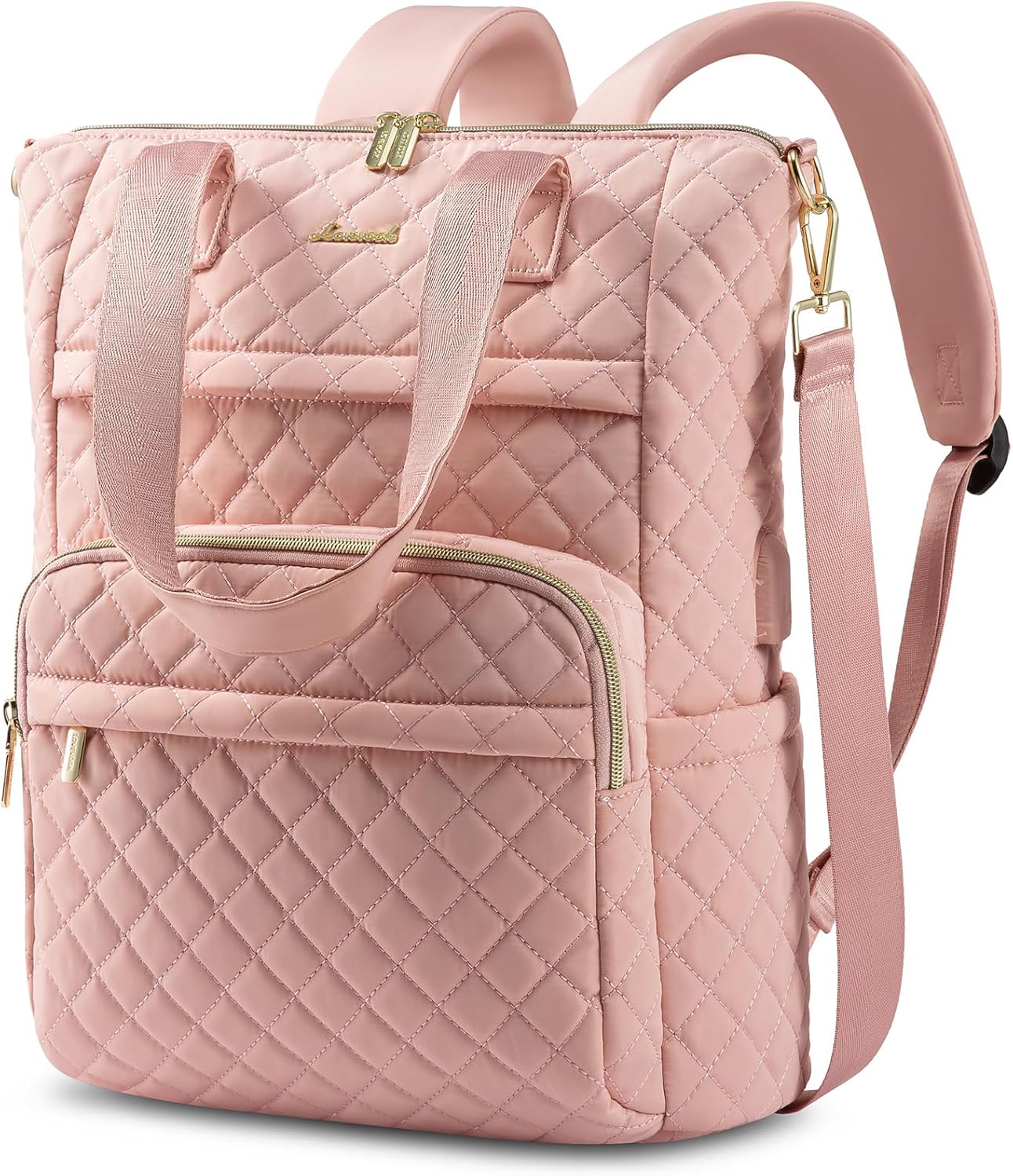 LOVEVOOK Mochila para laptop para mujer, Rosado, Mochila de viaje para computadora portátil y profesor universitario
