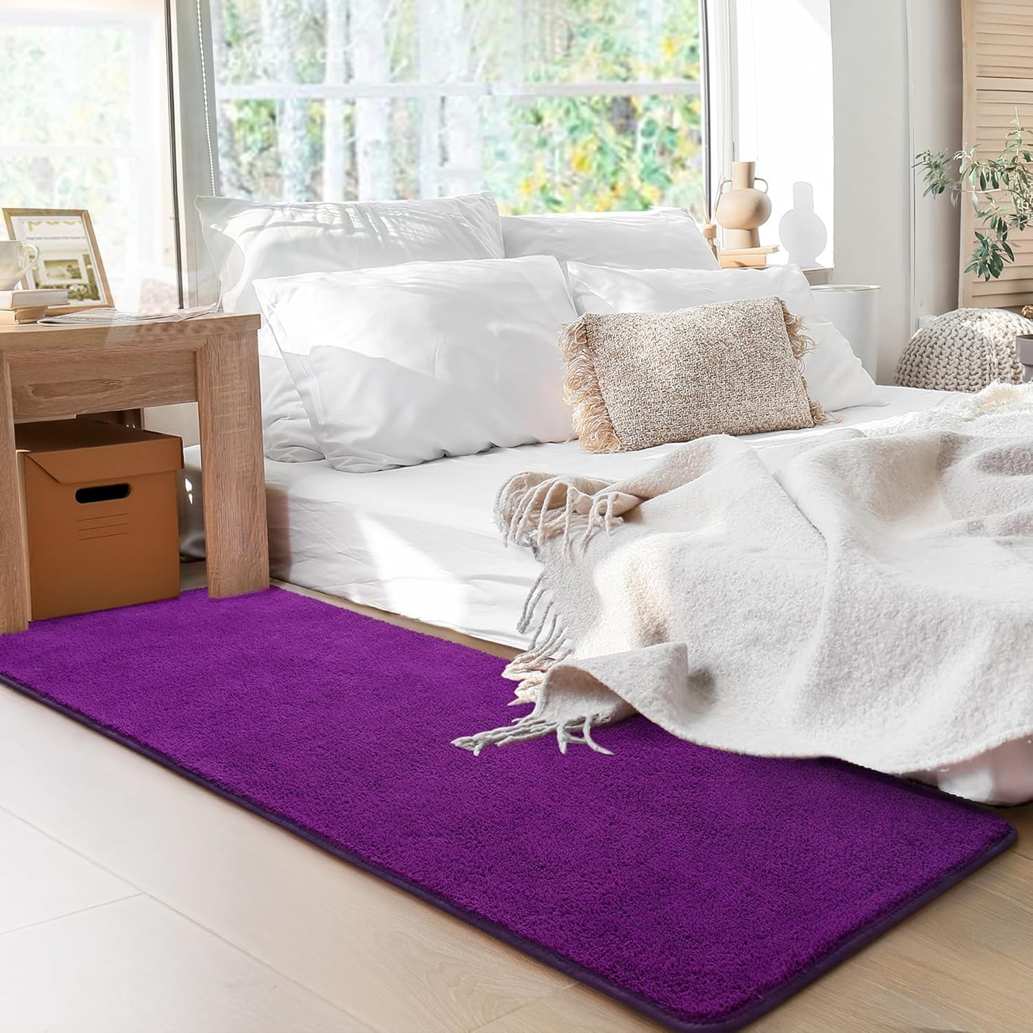 Alfombra de pasillo para dormitorio, alfombra de área de 2 x 6 pies, alfombra esponjosa para mesita de noche, cocina, lavandería, entrada, interior,