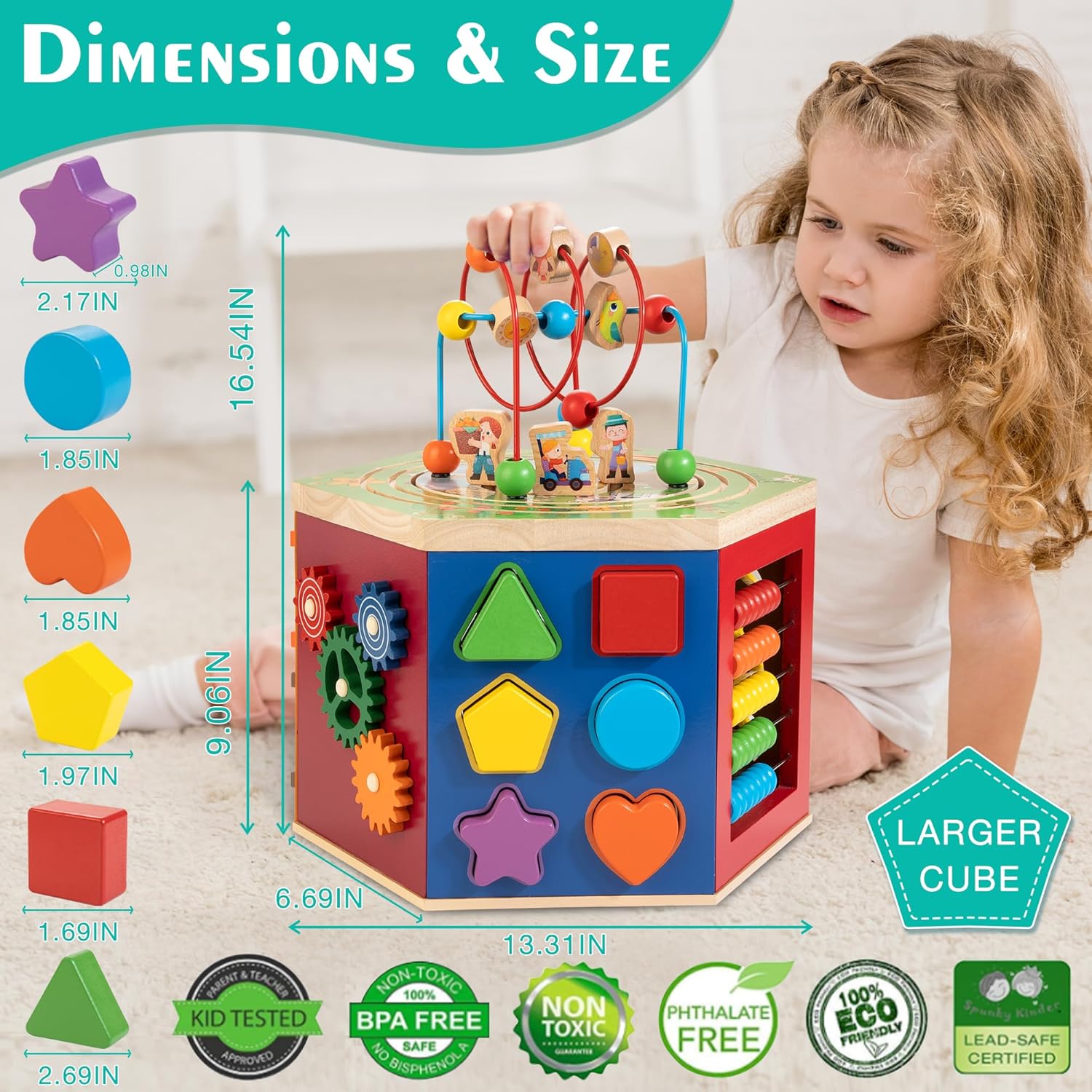 WOODMAM Cubo de actividades de animales de granja, juguetes Montessori de madera 9 en 1, regalo de primer cumpleaños de un año, juego de juguetes