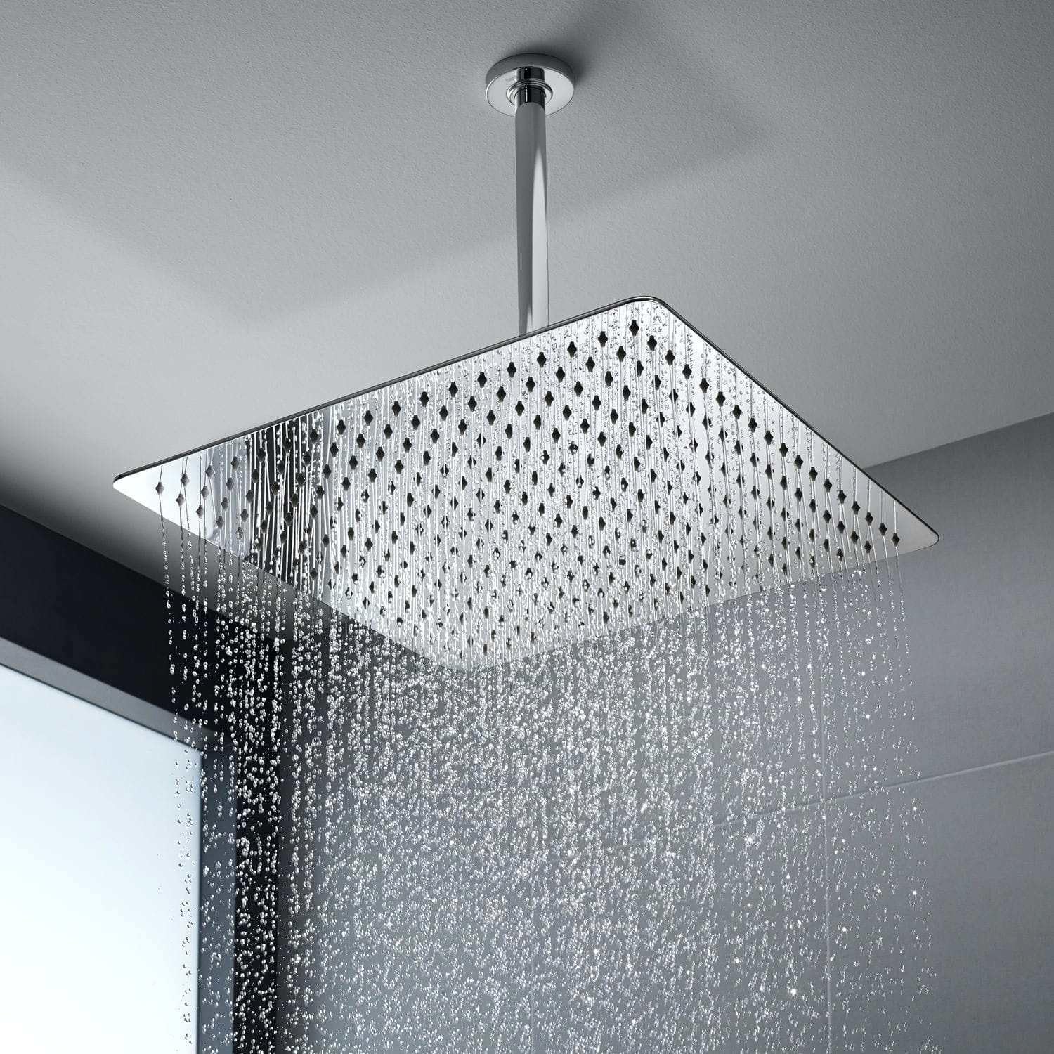 Voolan – Regadera tipo lluvia de metal, cuadrada, de alto flujo, cobertura de cuerpo completo en cascada, montaje universal para techo o pared