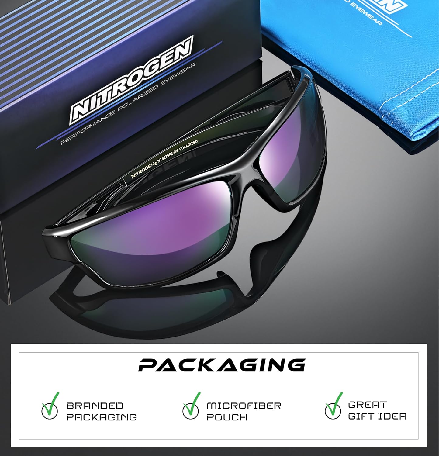 Nitrogen – Gafas de sol deportivas polarizadas envolventes para hombre y mujer, UV400, para conducir, pescar, correr, andar en bicicleta, gafas de