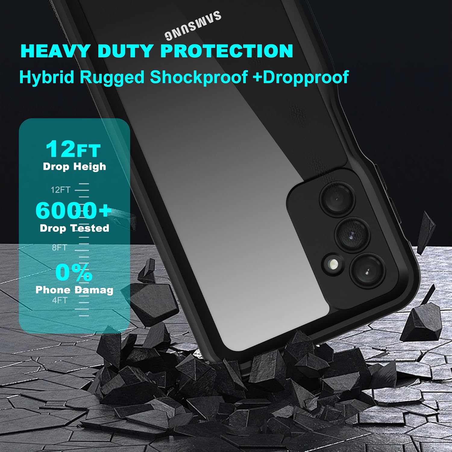 Funda impermeable para teléfono Samsung Galaxy A24 4GA25 5G, protector de pantalla y lente transparente, protector de cuerpo completo, resistente a