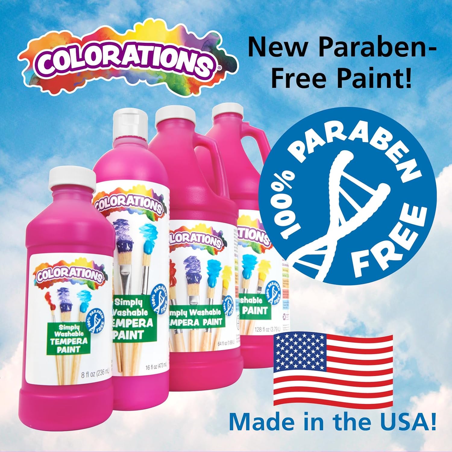 Colorations Pintura al témpera Simply lavable, paquete de 8 unidades, acabado mate, suministros para el aula, colores vibrantes, no tóxica, se lava
